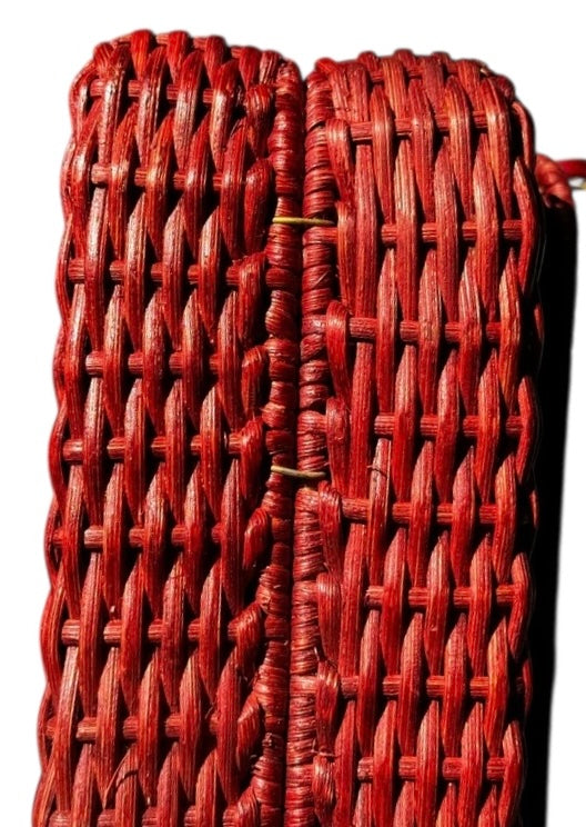 Chanel Extremely Rare 2001 Spring Red Wicker Basket Classic Flap Handbag with Matte Gold Hardware