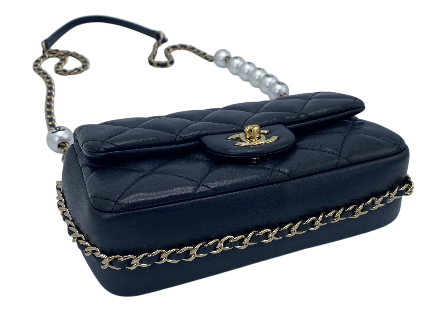 Chanel 2020 My Precious Pearls Black Lambskin Quilted Small Flap Bag GHW