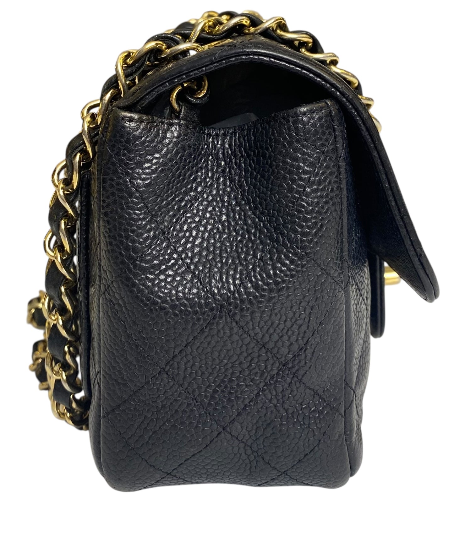 Chanel Black Caviar Mini Square Classic Timeless Flap Bag GHW Gold Hardware