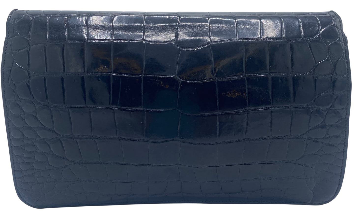 RARE Vintage 1984 Chanel Black Croc Flap Bag 24K Gold Hardware