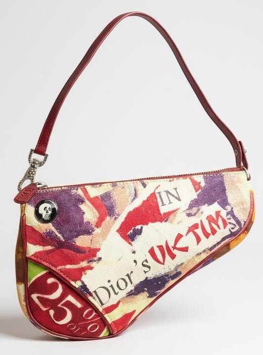 DIOR John Galliano Limited Edition Vintage Victim Crystal Small Saddle Bag