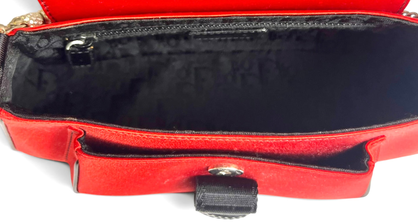 Vintage DIOR EXTRA MINI Red Black Crystal Hardcore Trotter Saddle Bag