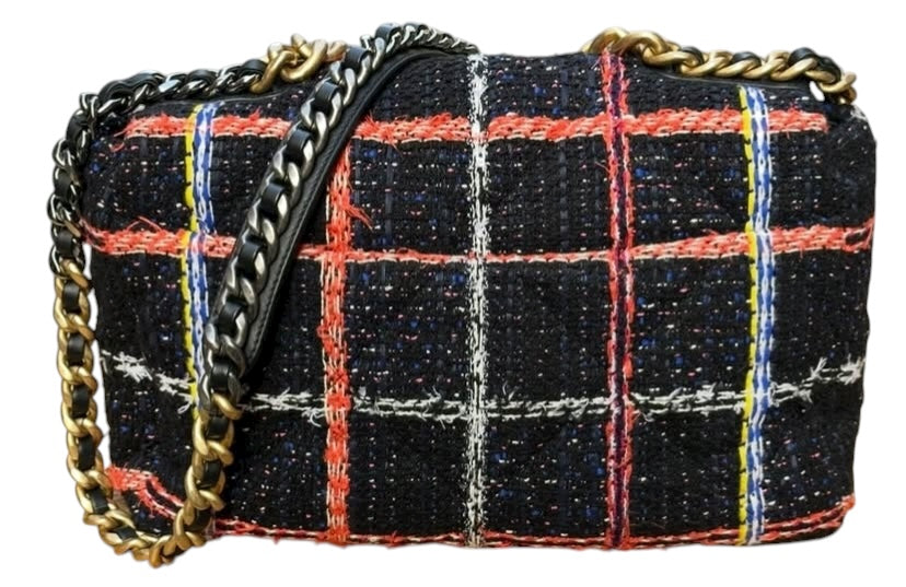 Chanel 19 Large Black Multicolor Tweed Flap Bag