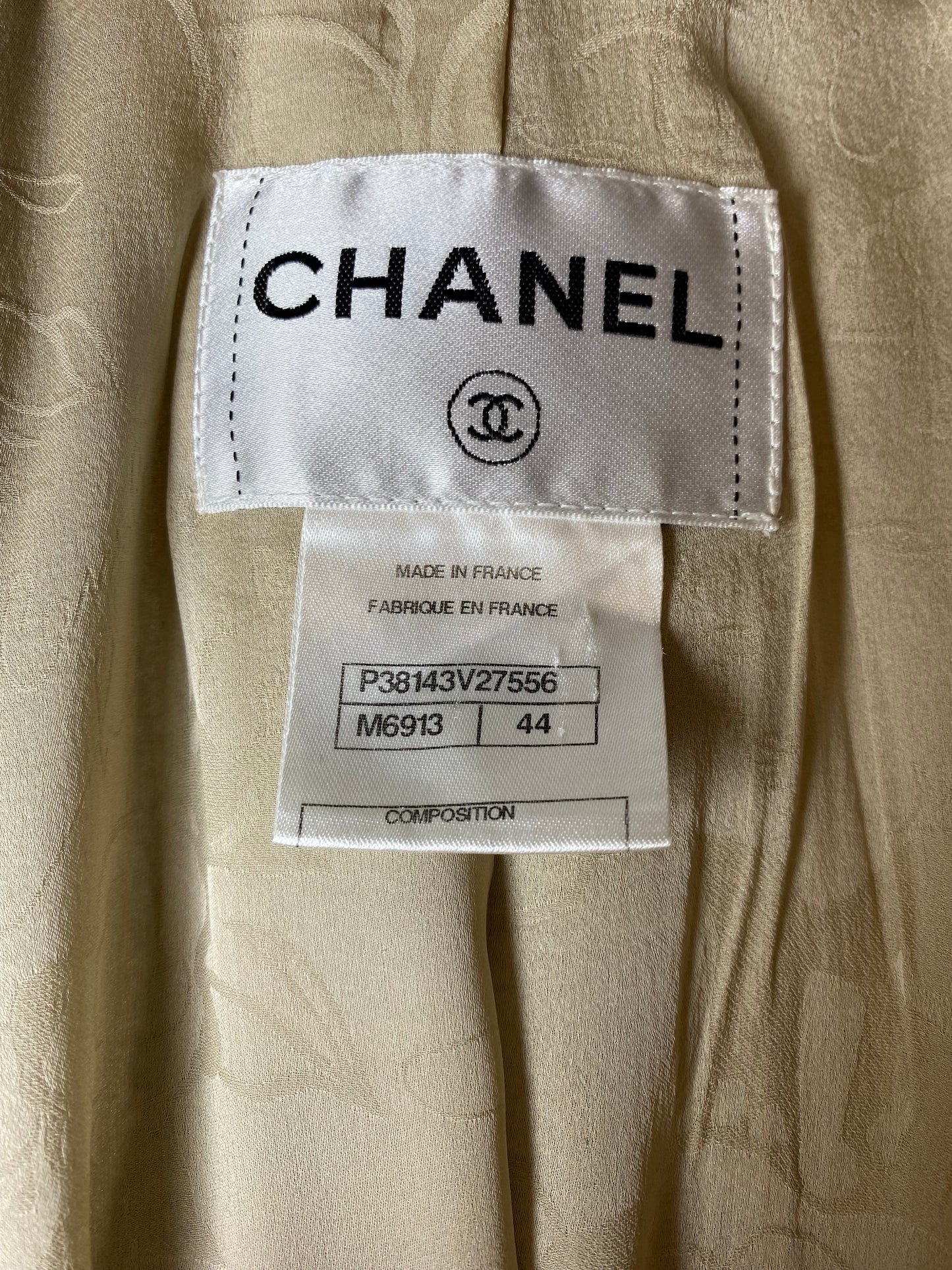 Chanel 10P Runway Beige Gold Lesage Tweed Jacket FR 44