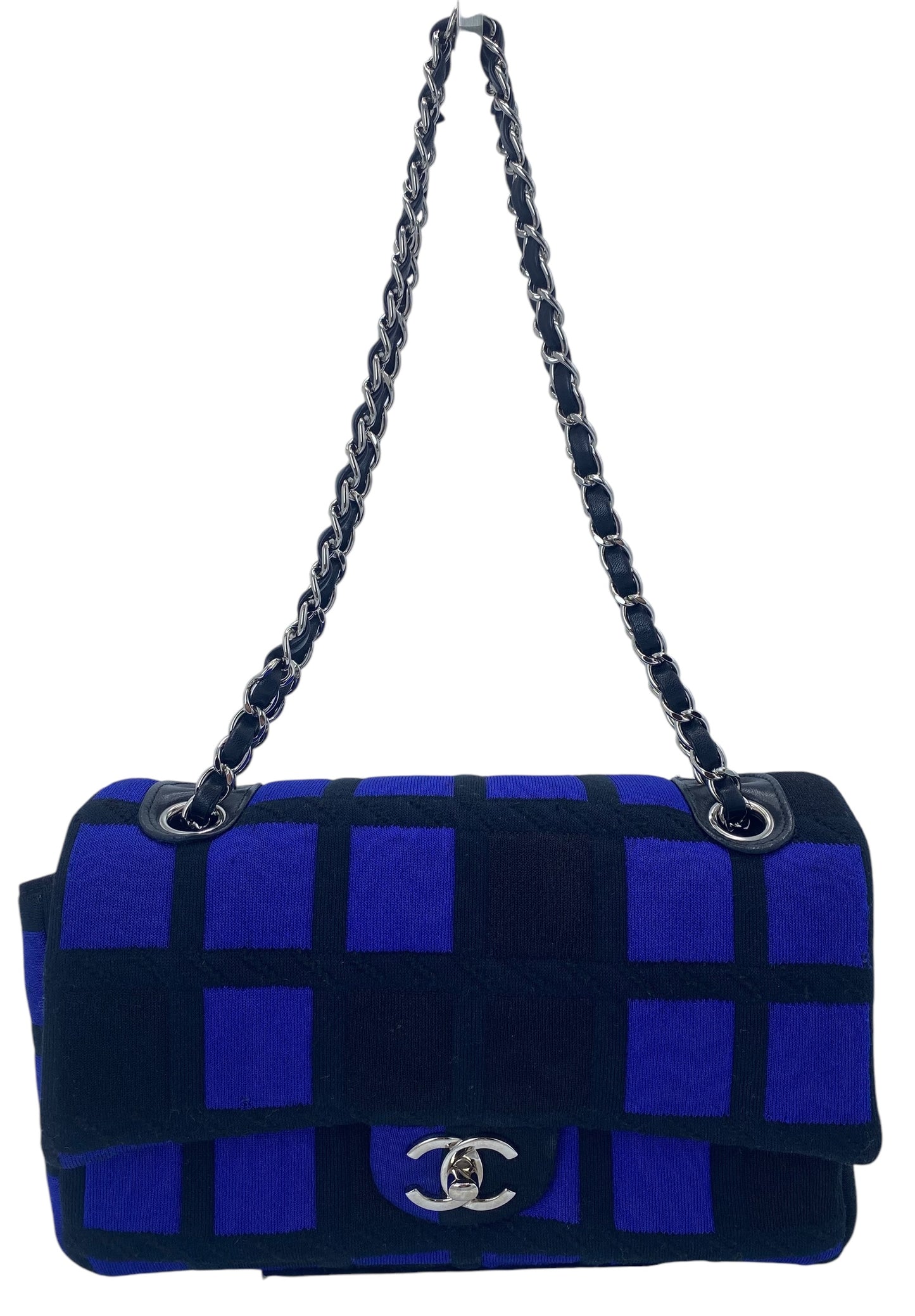 Chanel 13P Runway Colorblock Jersey Classic Medium CC Chain Flap Bag SHW