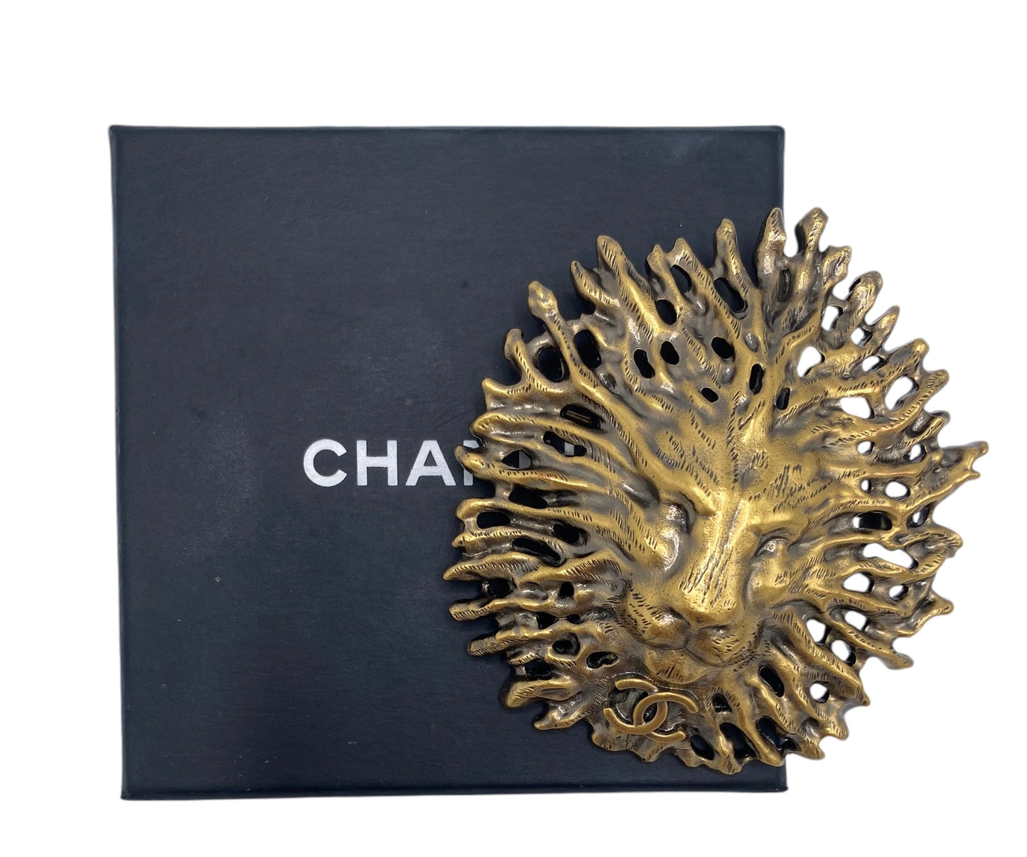 New in Box Chanel 19K Limited Edition Paris-New York Egyptian Collection Lion Head Brooch Pin