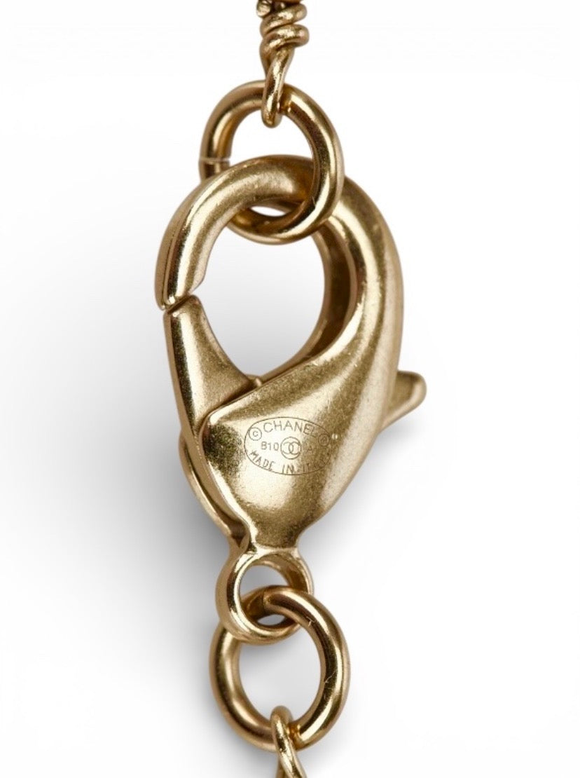Chanel 10A Shanghai Extra Long 8 CC Logo Pearl Gold Strand Necklace