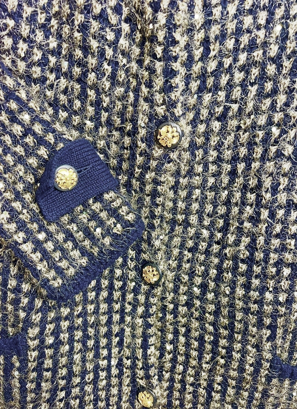 CHANEL 09A MOSCOW TWEED NAVY GOLD JACKET IMPERIAL Eagle CC Buttons FR 38