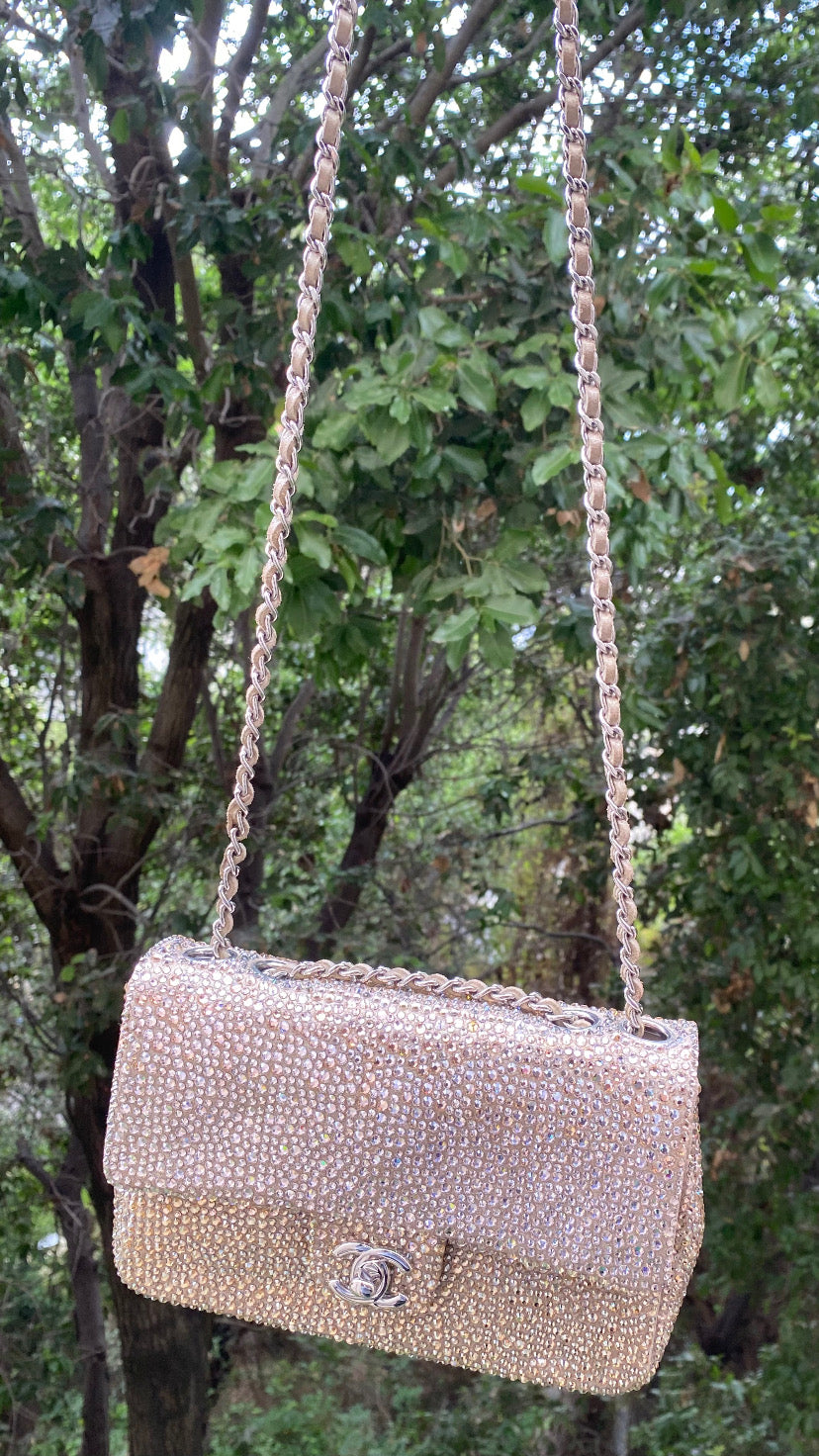 Chanel 2015 Swarovski Crystals Mini Square Classic Flap Bag