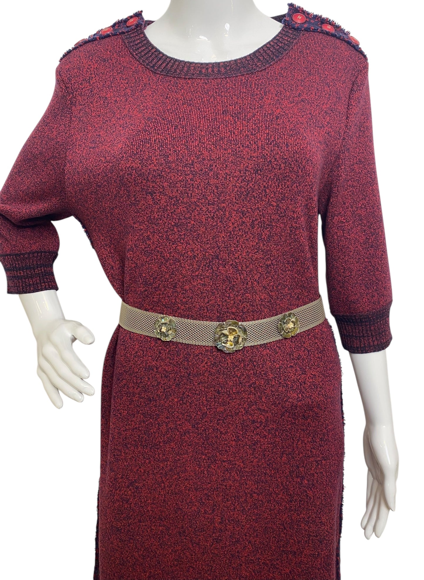 Chanel 98A Mother Of Pearl MOP 3 Camellia Silver Plated Metal Chain Belt