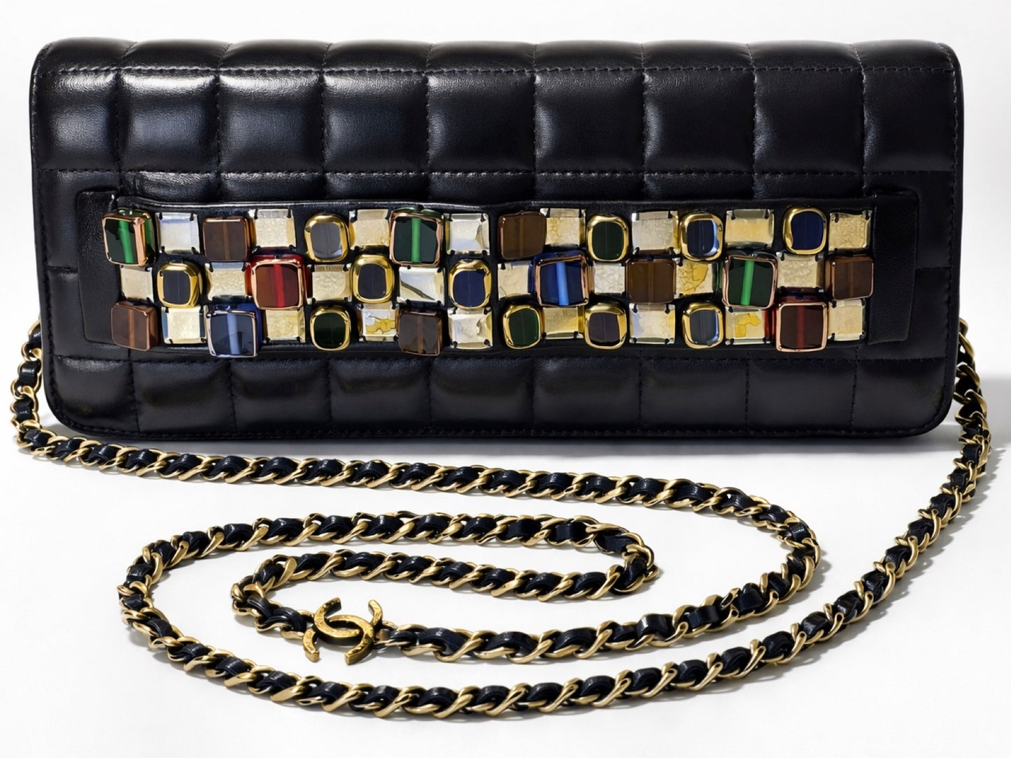 Chanel 11A Byzance Black Jewel Clutch Minaudière Handbag
