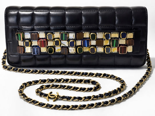 Chanel 11A Byzance Black Jewel Clutch Minaudière Handbag