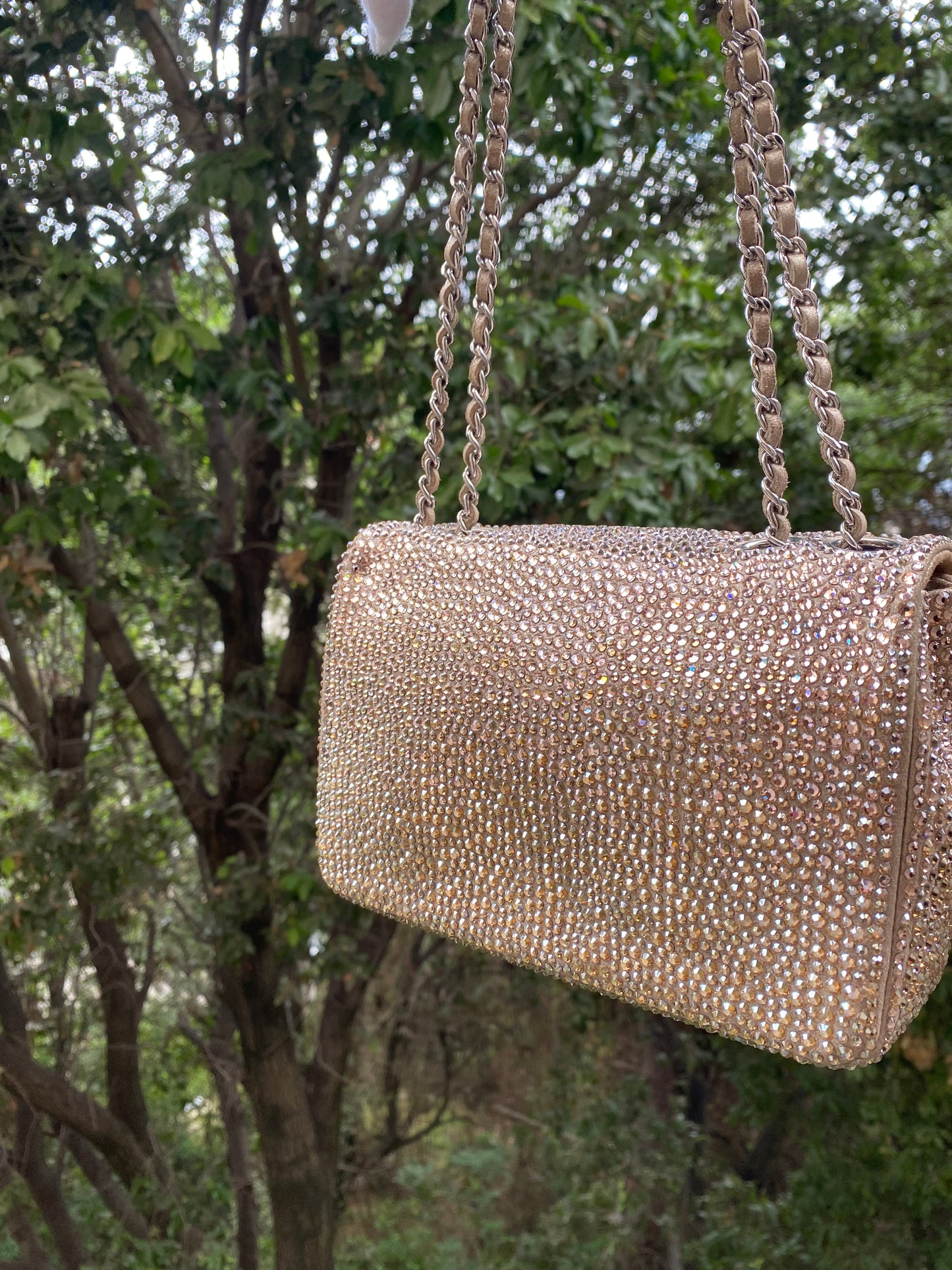 Chanel 2015 Swarovski Crystals Mini Square Classic Flap Bag