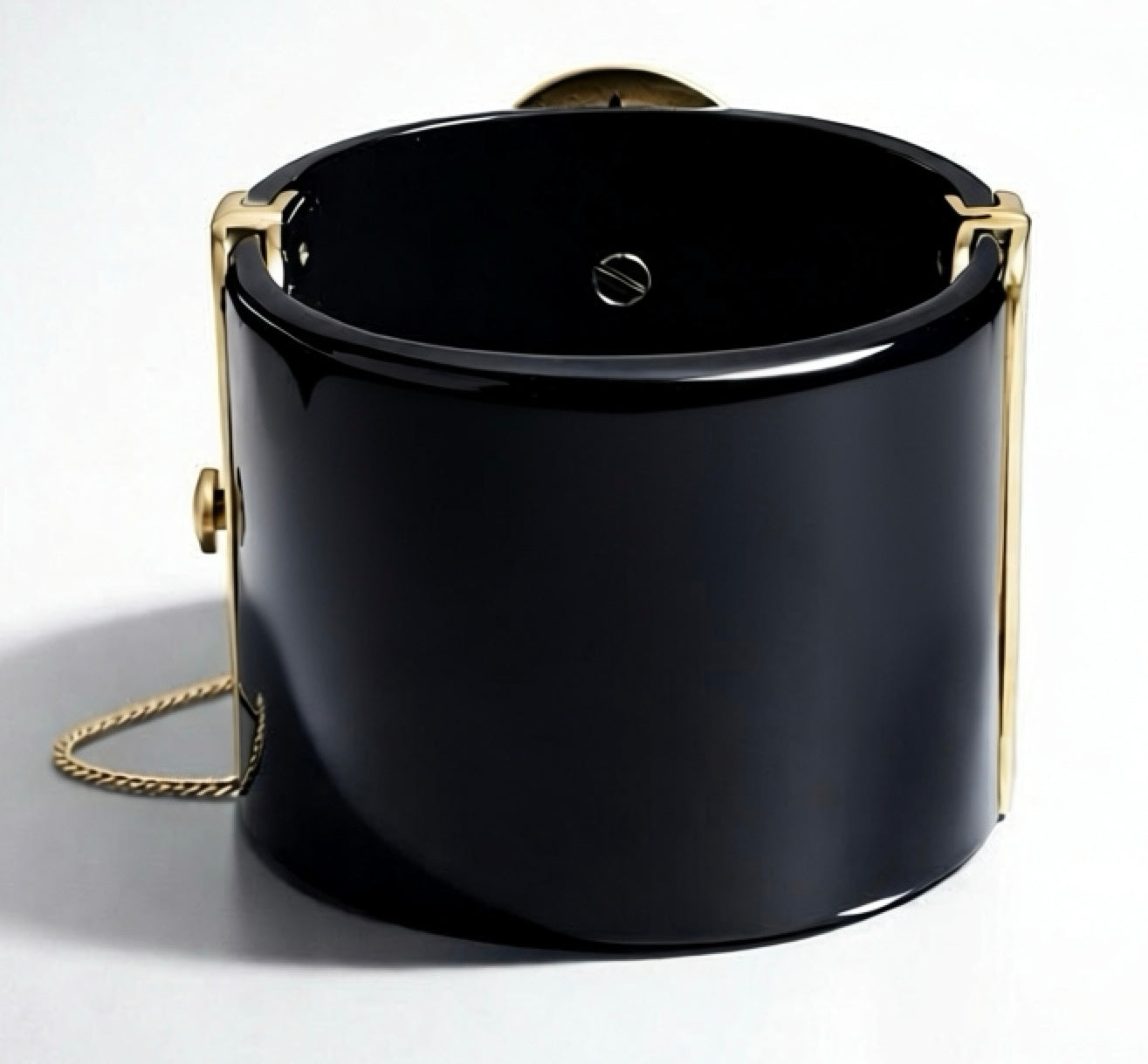 Rare Chanel 14A Paris Dallas Black Gold Wide Statement Cuff Bracelet