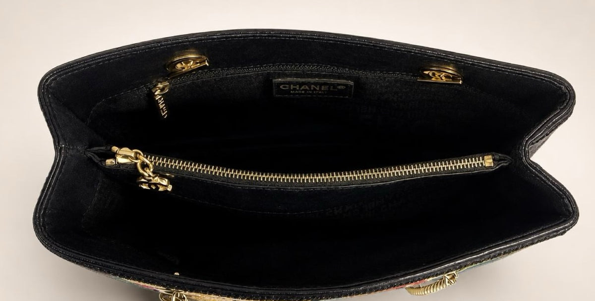 Chanel Medium Needlepoint Patchwork Precious Symbols Tote Bag Gold Hardware