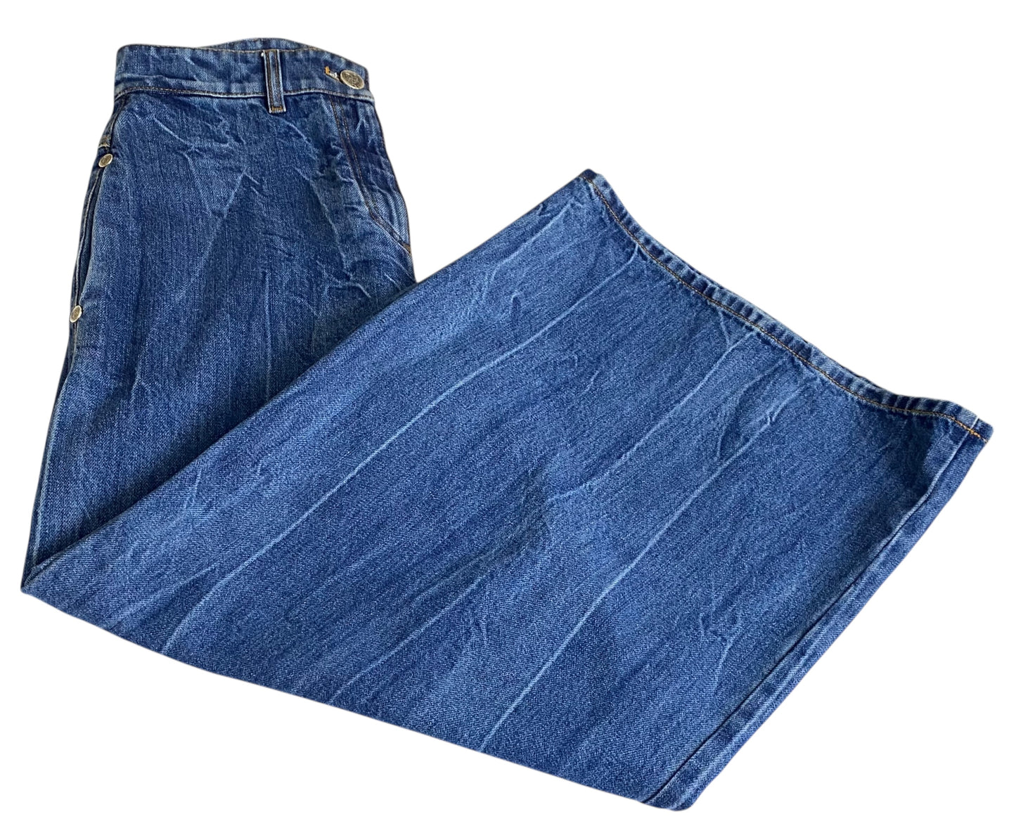 Chanel 19P Sand By The Sea Wide Leg Blue Jeans FR 36