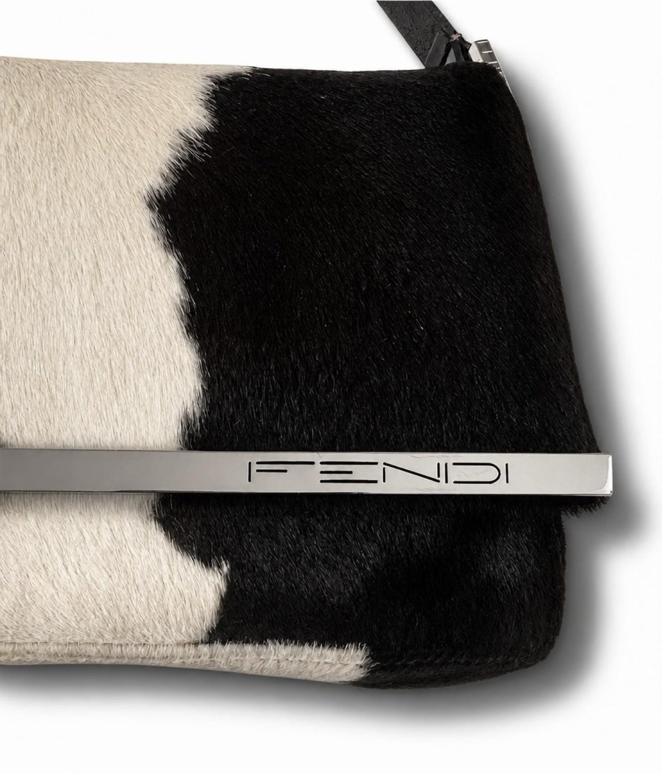 Rare Vintage 1999 FW FENDI Cow Print Pony Baguette Flap Bag