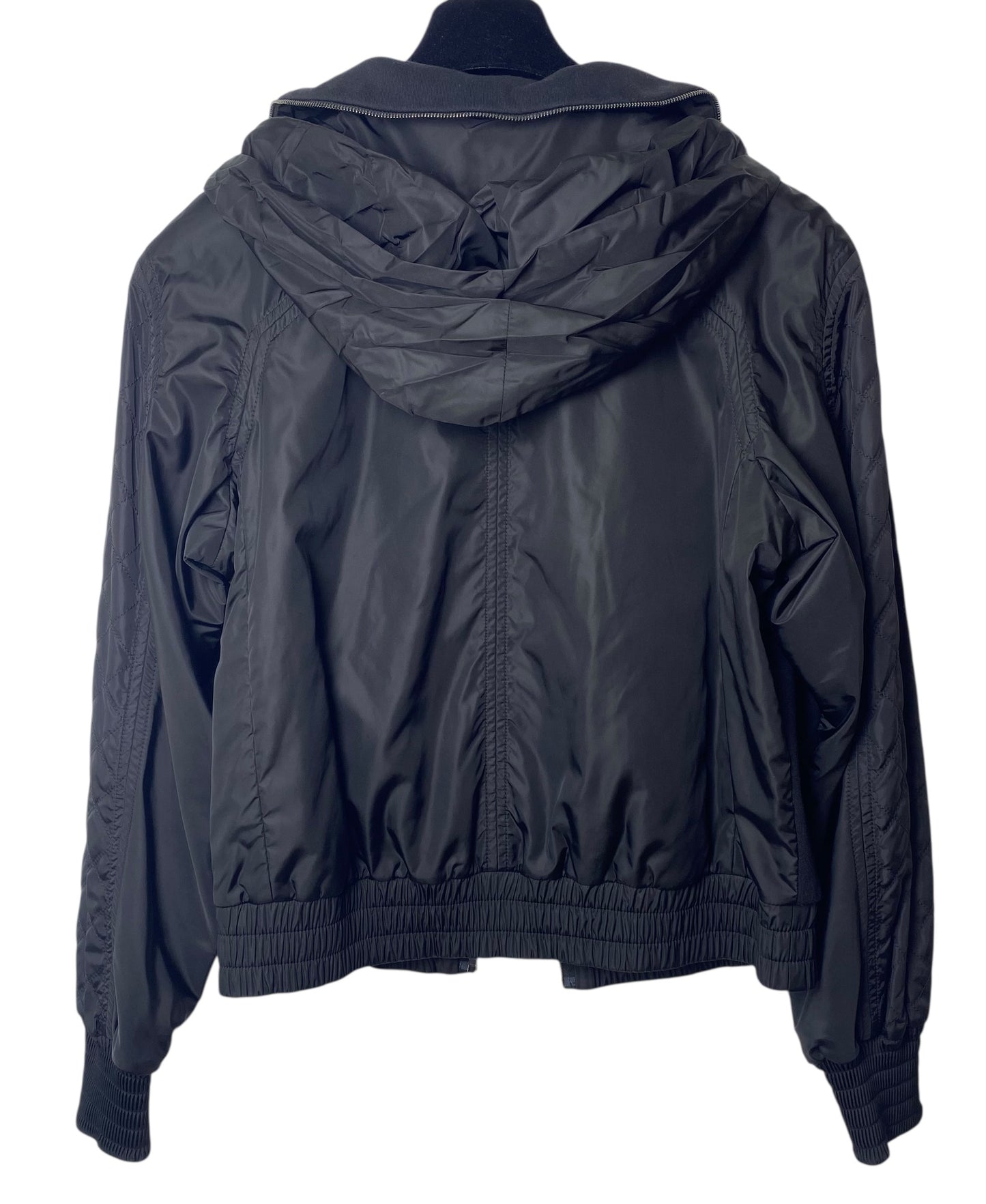 Chanel 2019 Black Hoodie Zip Up Bomber Quilted Sport Jacket FR 38