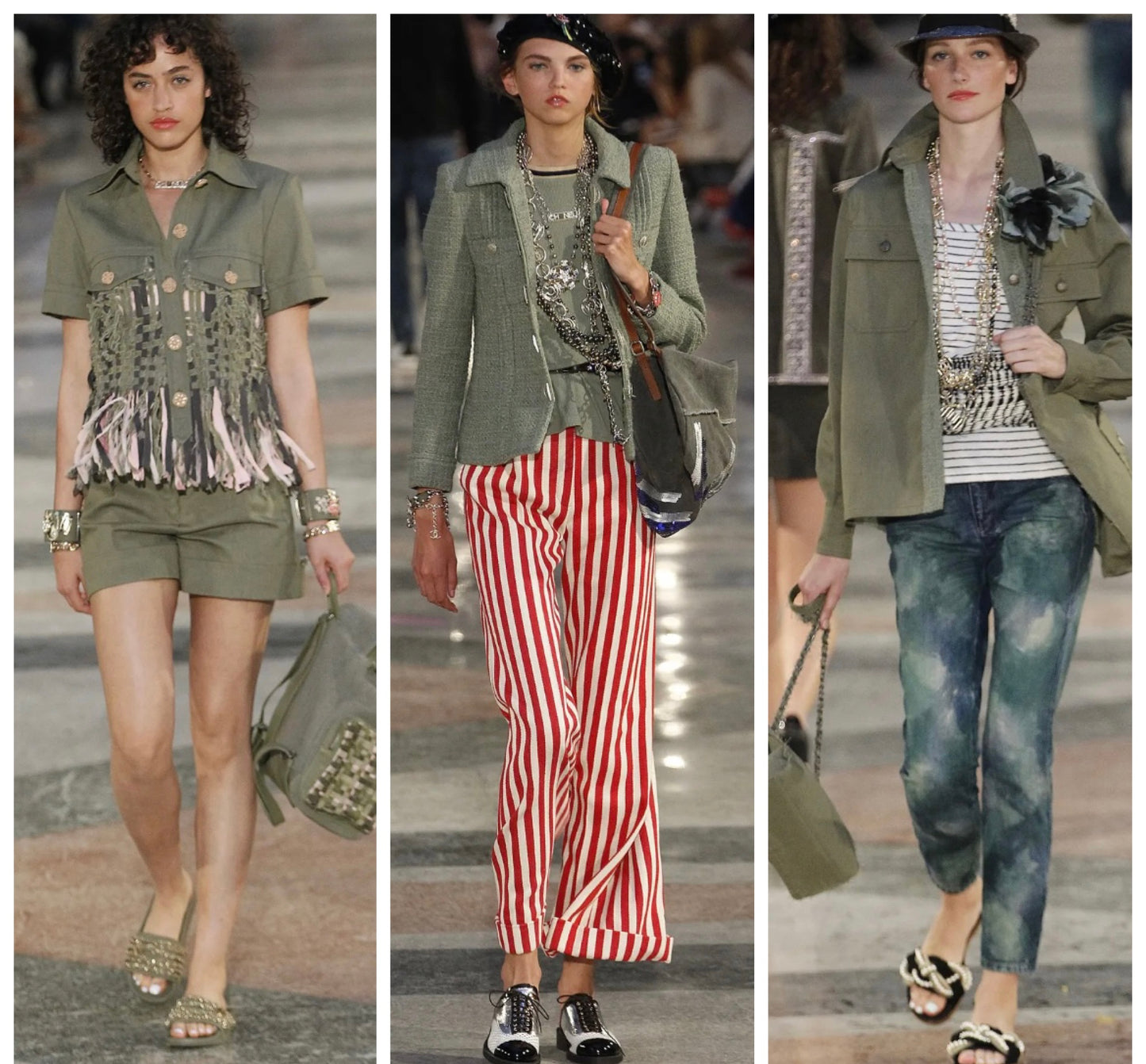 Chanel 17C Coco Cuba Camellia Khaki Green Espadrilles EU 41