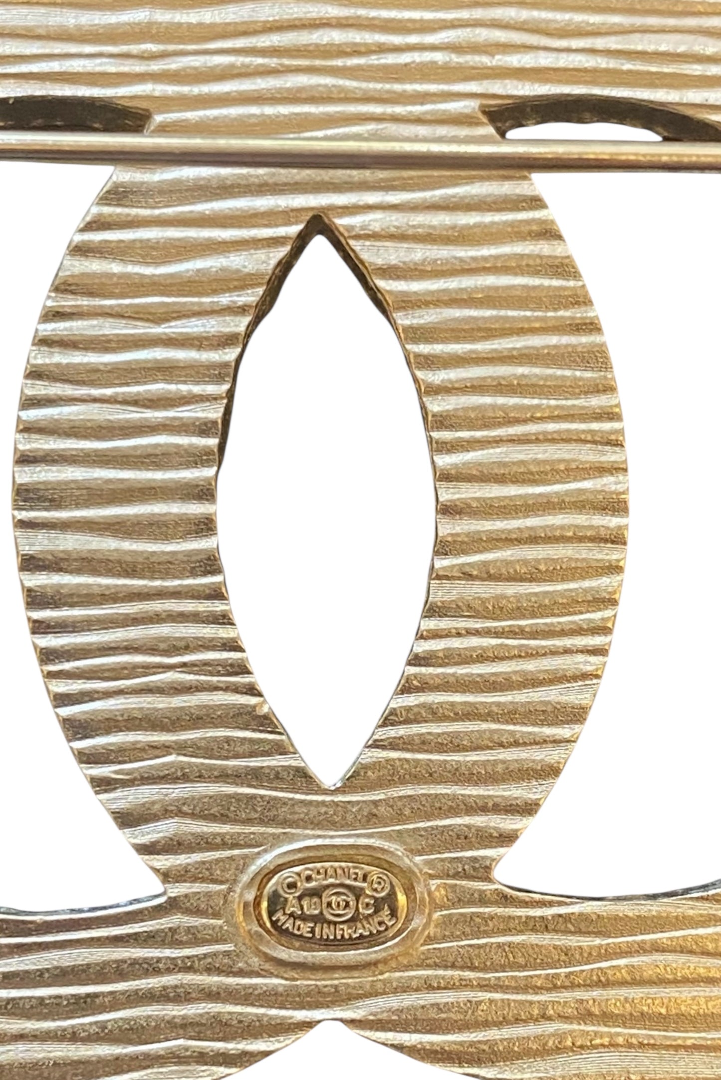 Chanel 19C La Pausa Large Blue Gold Stripe CC Brooch