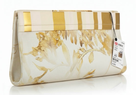NWT Chanel 18C Greece XL Fold Over Clutch Striped Lambskin Canvas Bag