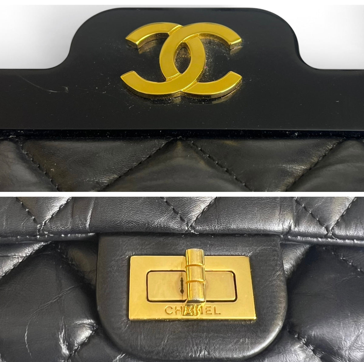 Chanel Limited Edition Aged Calfskin Quilted 2.55 Reissue Mini Hanger Black Flap Bag GHW