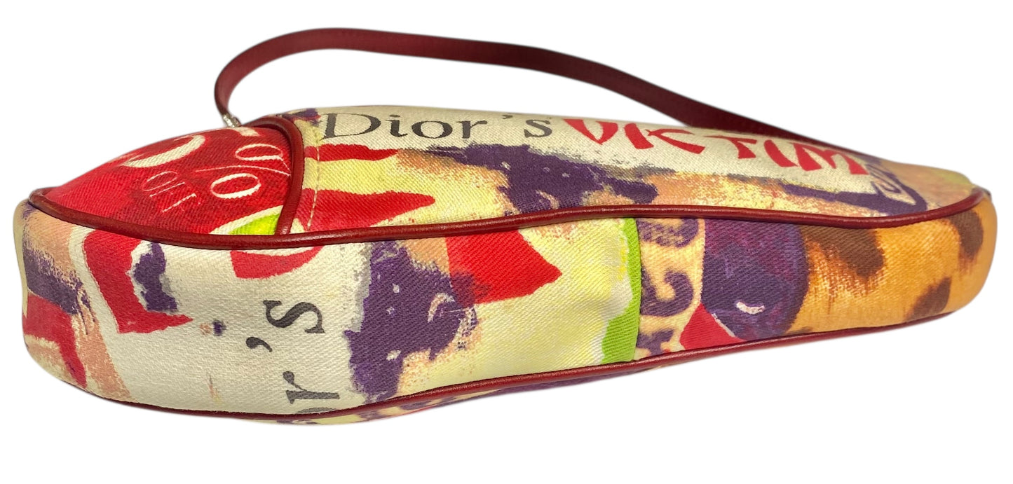 DIOR John Galliano Limited Edition Vintage Victim Crystal Small Saddle Bag
