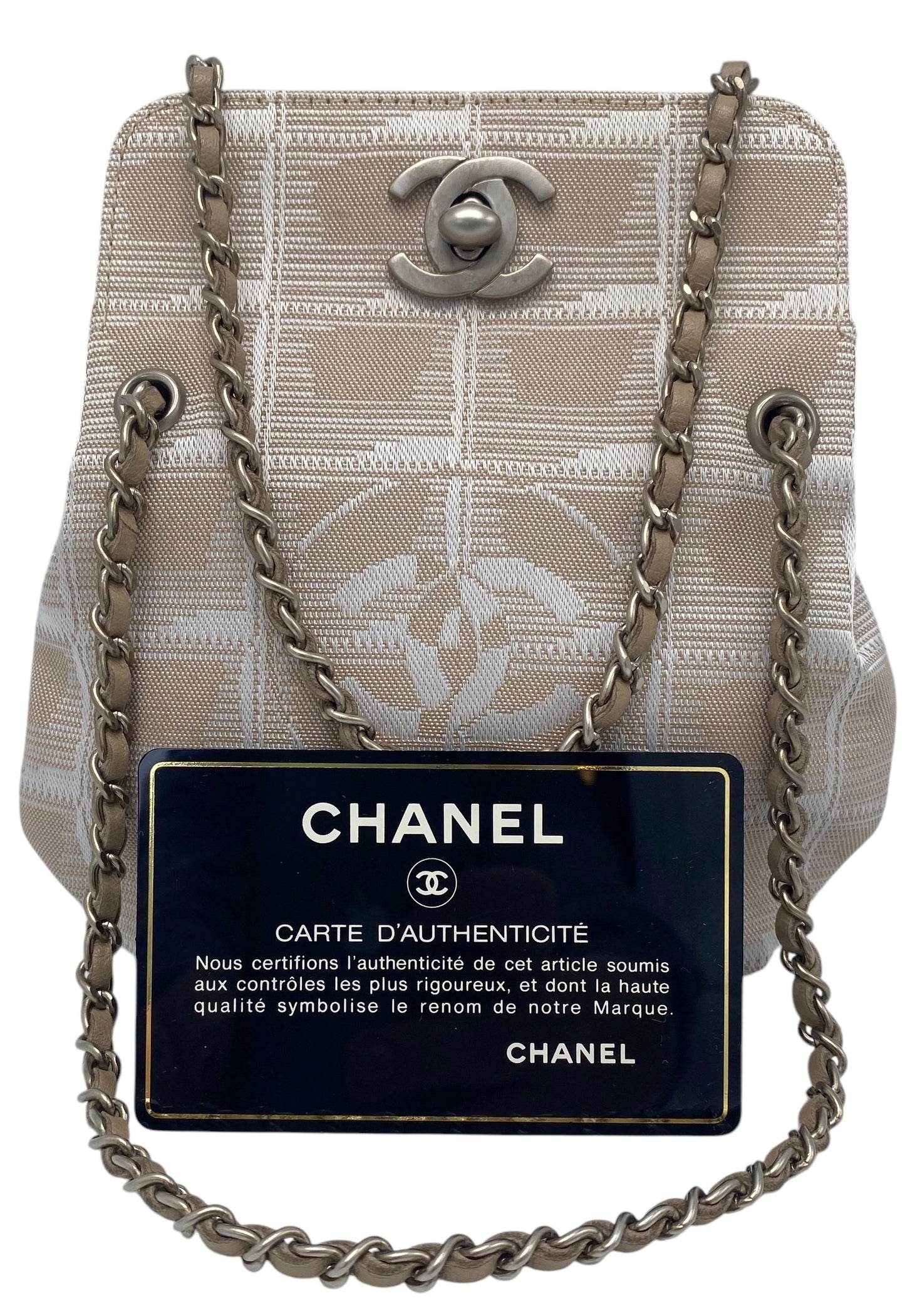 Vintage Chanel Extra Mini Beige Canvas CC Travel Ligne Bag