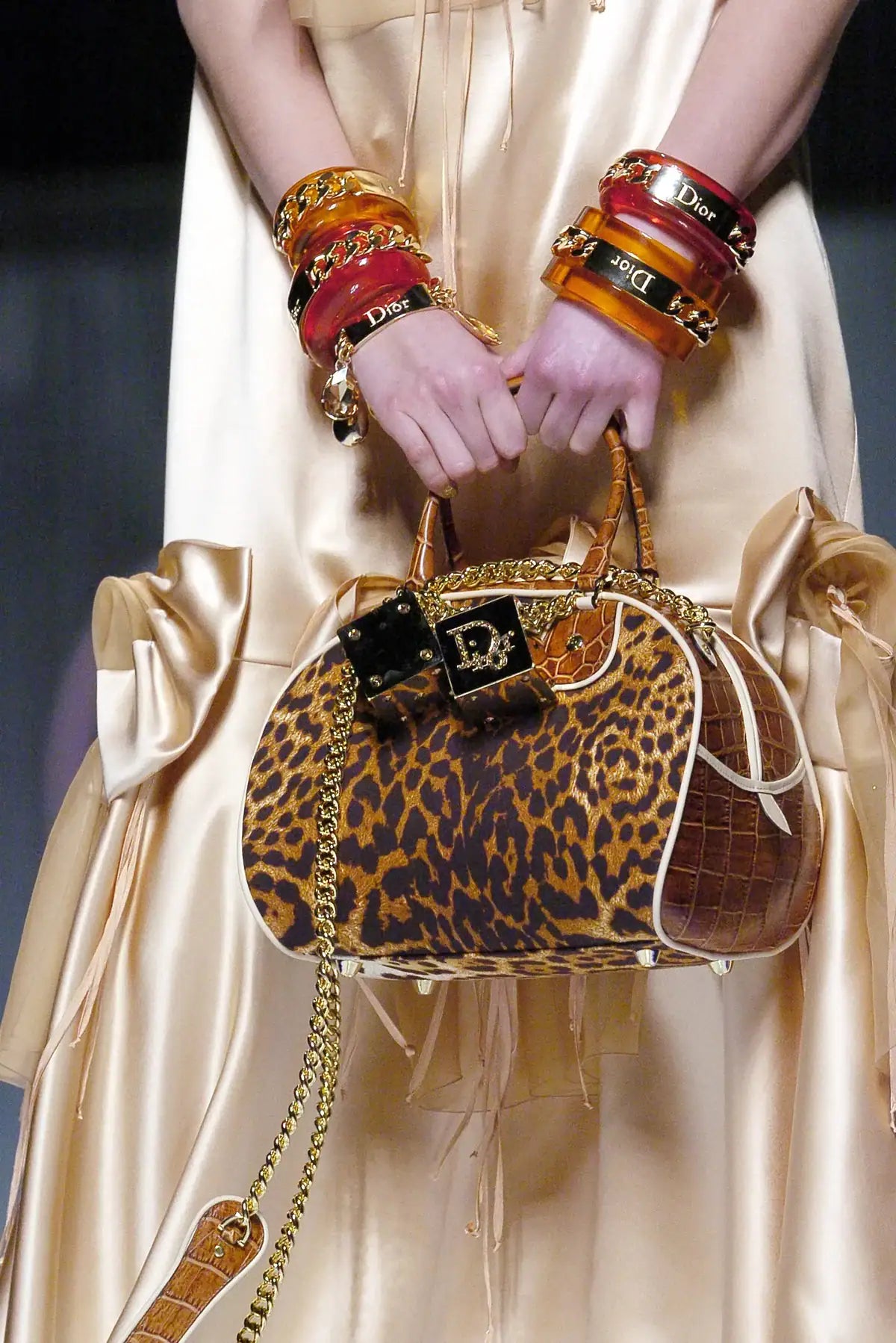 RARE MINI VINTAGE CHRISTIAN DIOR 2004 LEOPARD CHEETA DICE GAMBLER BAG GHW