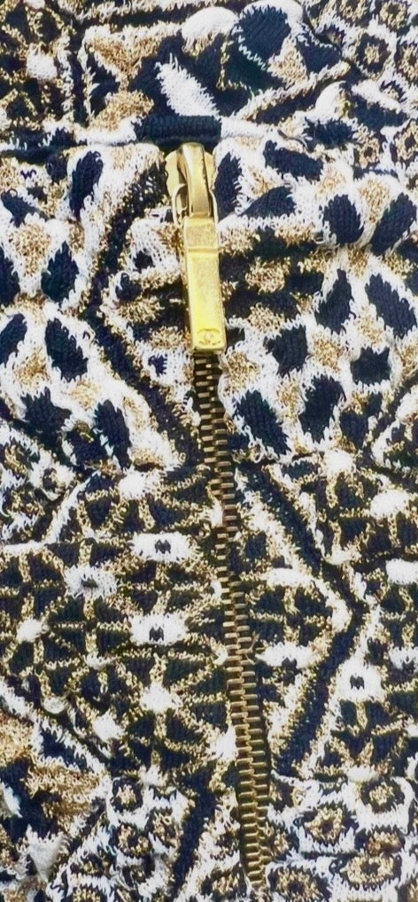 Chanel 15C Dubai Runway Geometric Animal Print Metallic Legging Pants FR 40