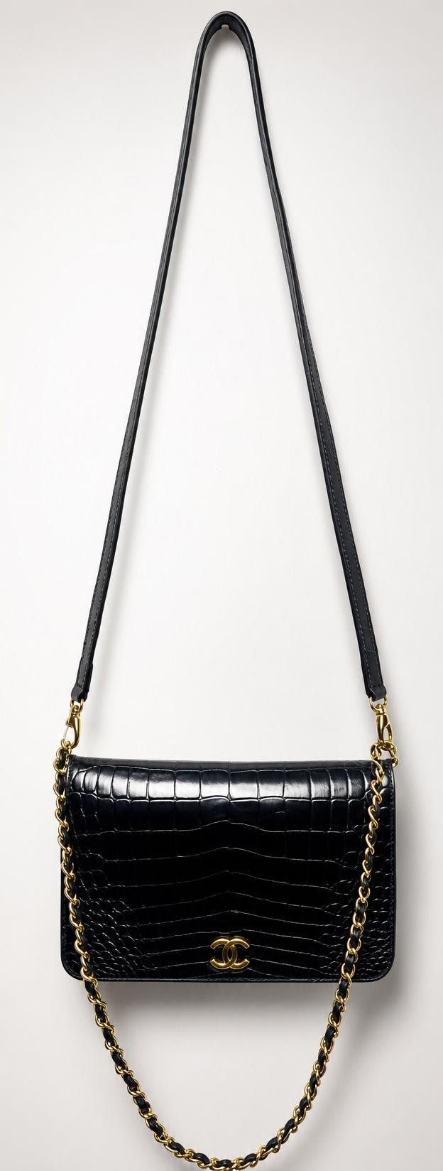 ULTRA RARE Vintage 1984 Chanel Black Crocodile Flap Bag 24K Gold Hardware