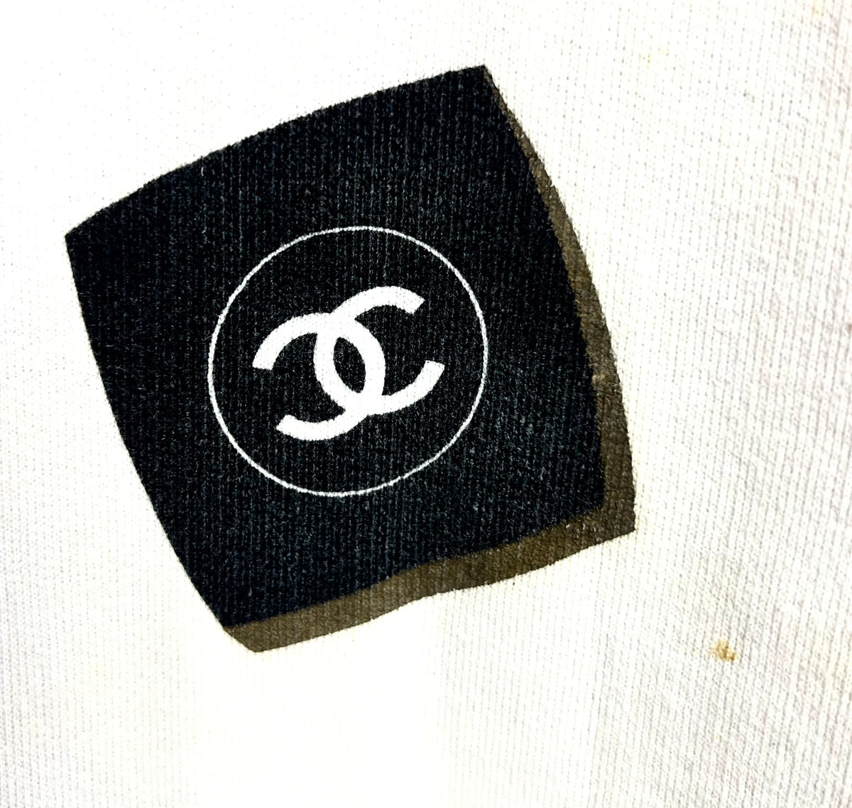 Rare Vintage Chanel White Makeup Lipstick Logo Sweater Size L/XL
