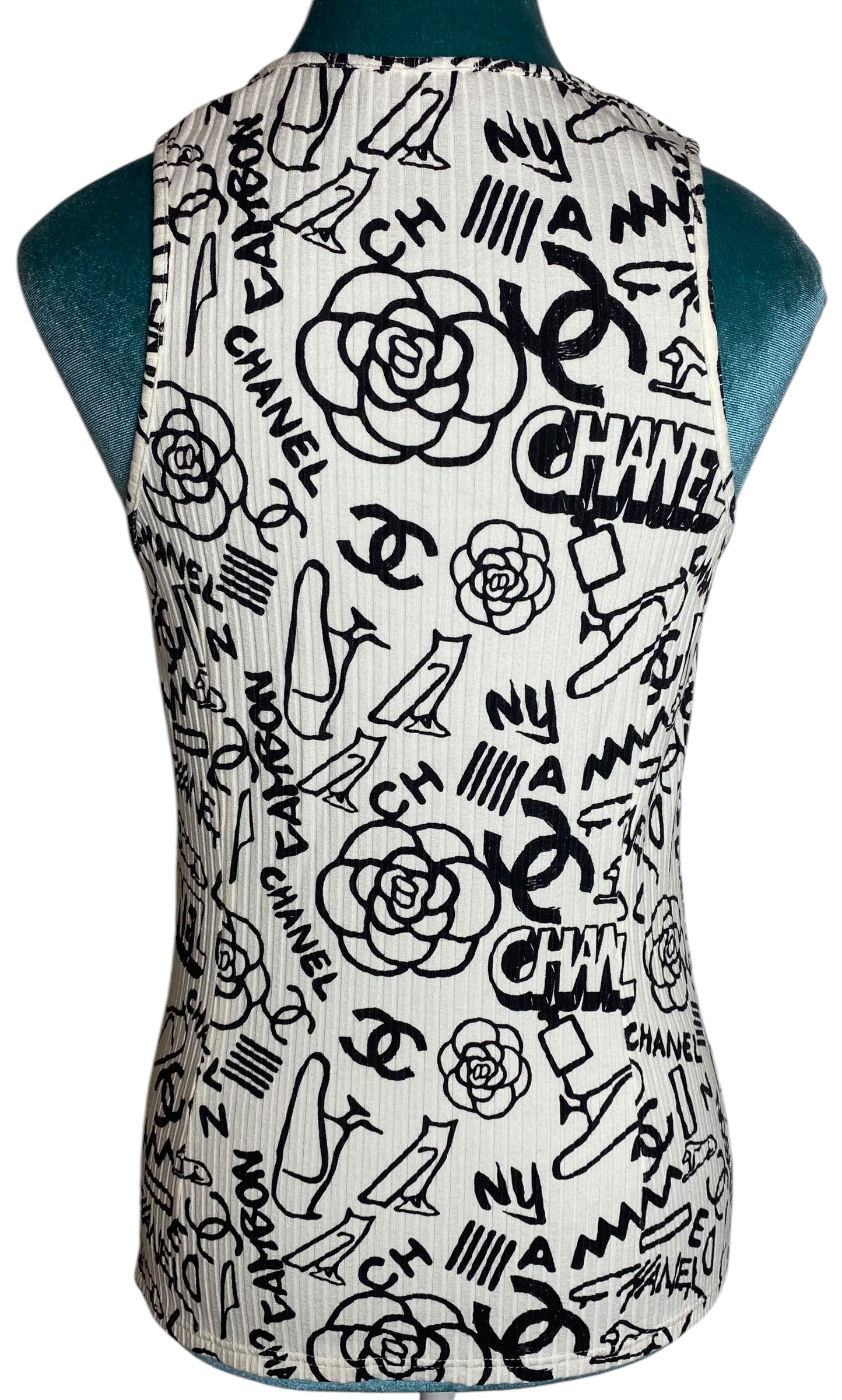 Chanel 19A Paris-New York Egypt Graffiti Tank Top Size FR 36