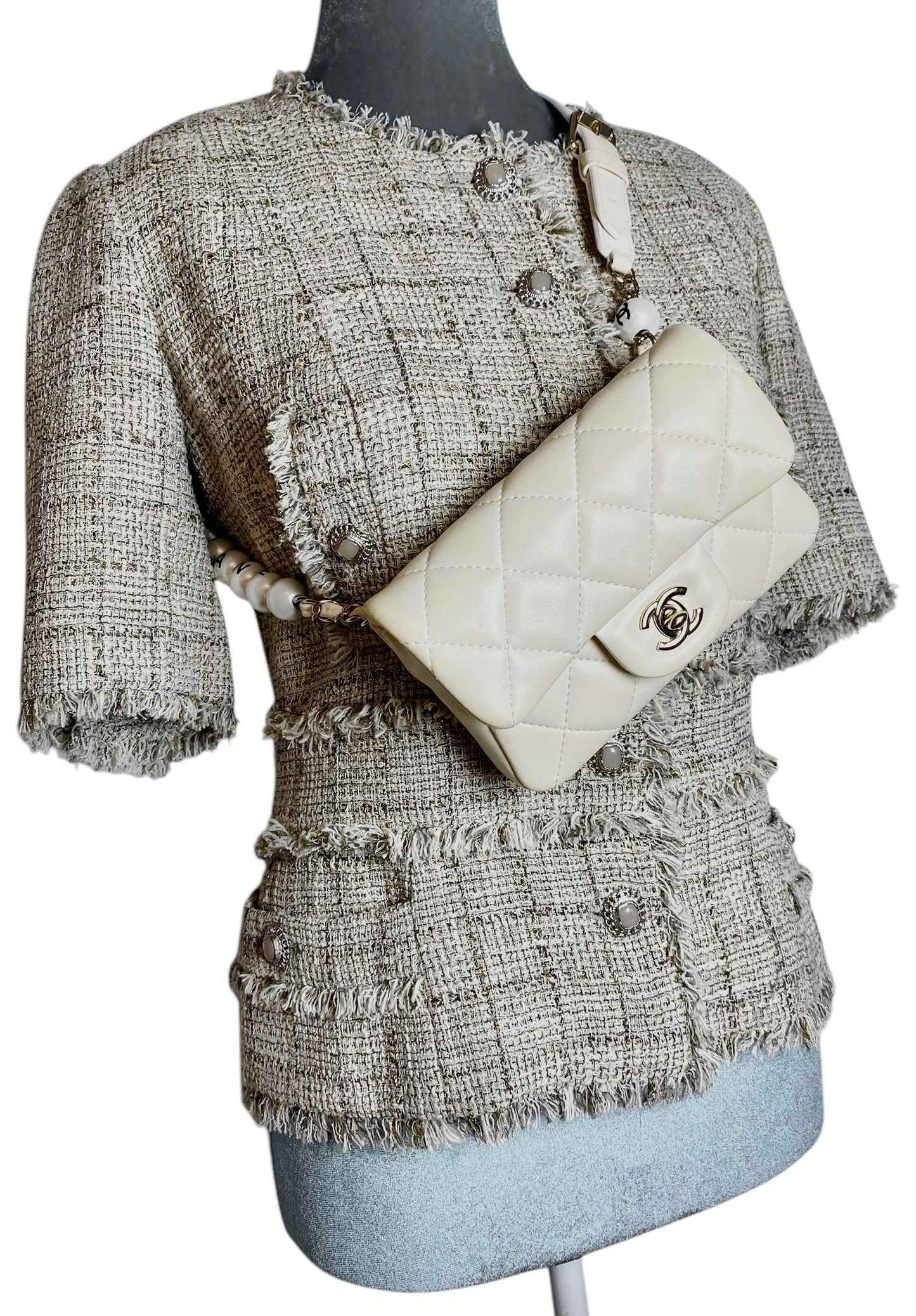 Chanel My Precious Pearls Waist Bag Quilted Lambskin Mini Belt Bag
