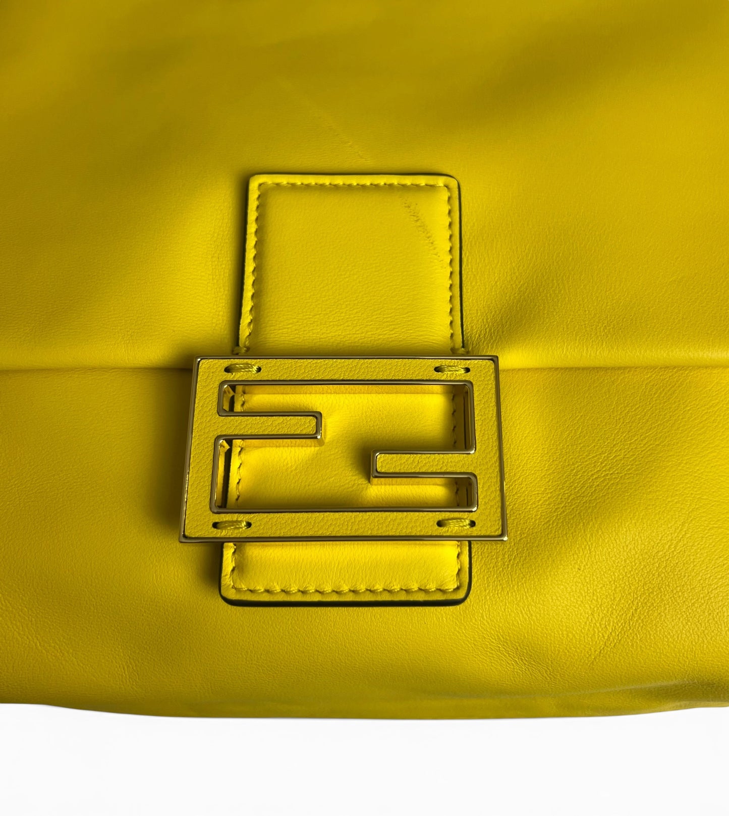 FENDI 2026 Medium Mamma Baguette Yellow Nappa Leather Bag