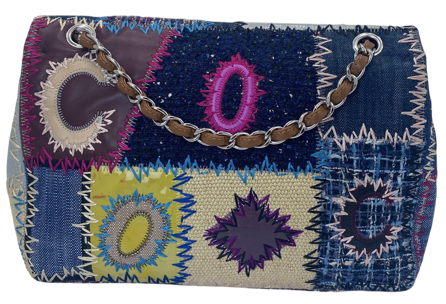 Chanel Multicolor Patchwork Jumbo Classic Single Turn-Lock Flap Bag