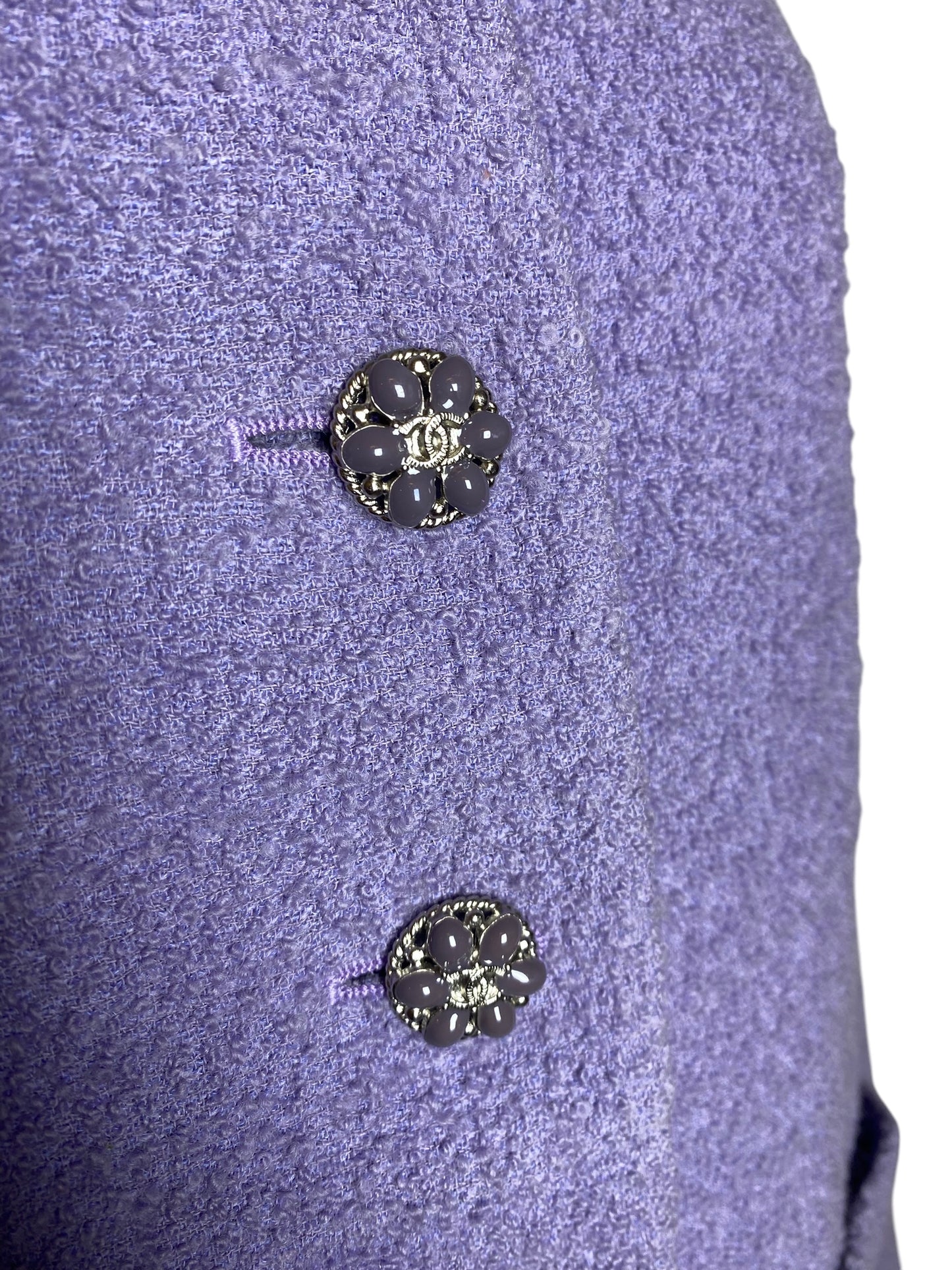 Chanel 12C Runway Lavender Purple Wool Boucle Jacket FR 44