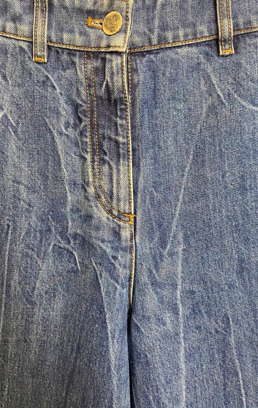 Chanel 19P Sand By The Sea Wide Leg Blue Jeans FR 36