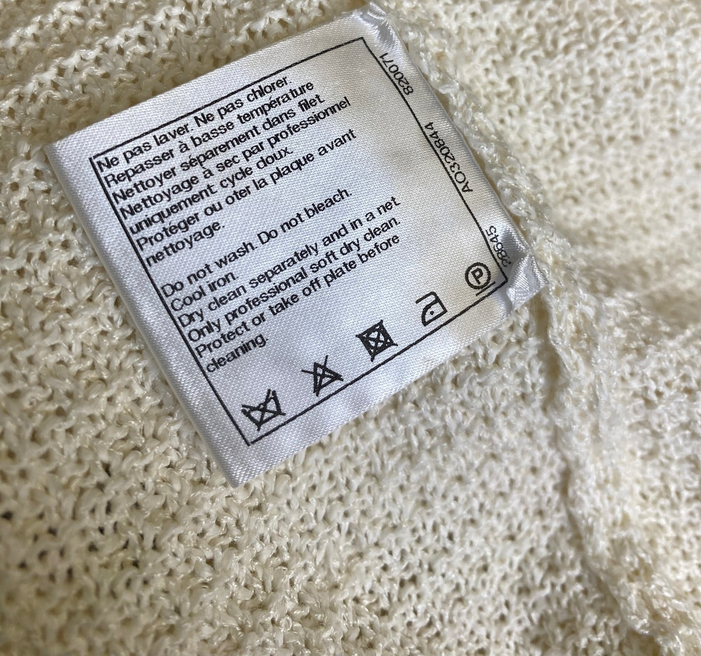 Chanel 14C Ecru Navy Black Varsity Knit Dress FR 44