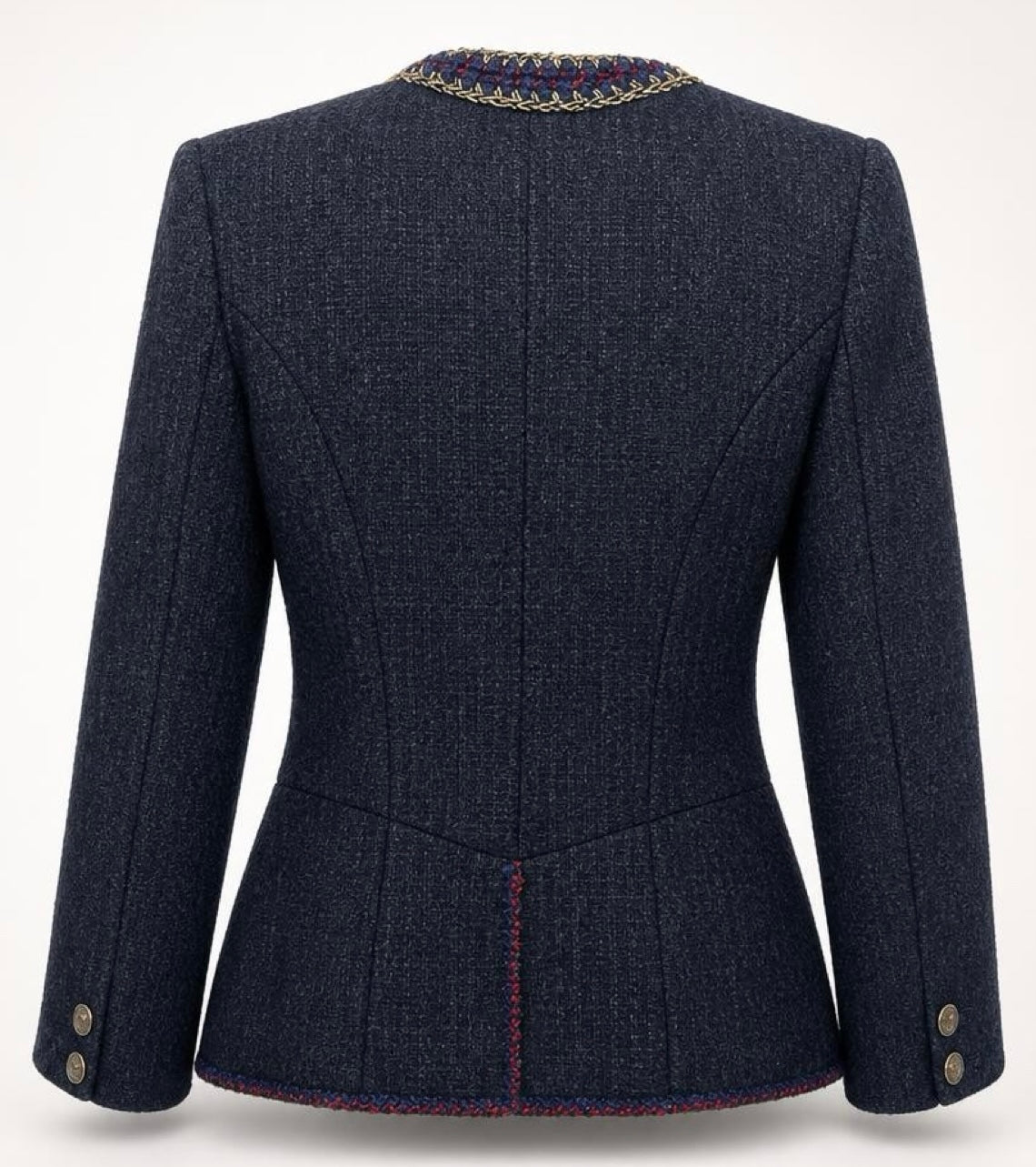 CHANEL 10A PARIS-SHANGHAI BLACK TWEED BRAIDED TRIM JACKET FR 42