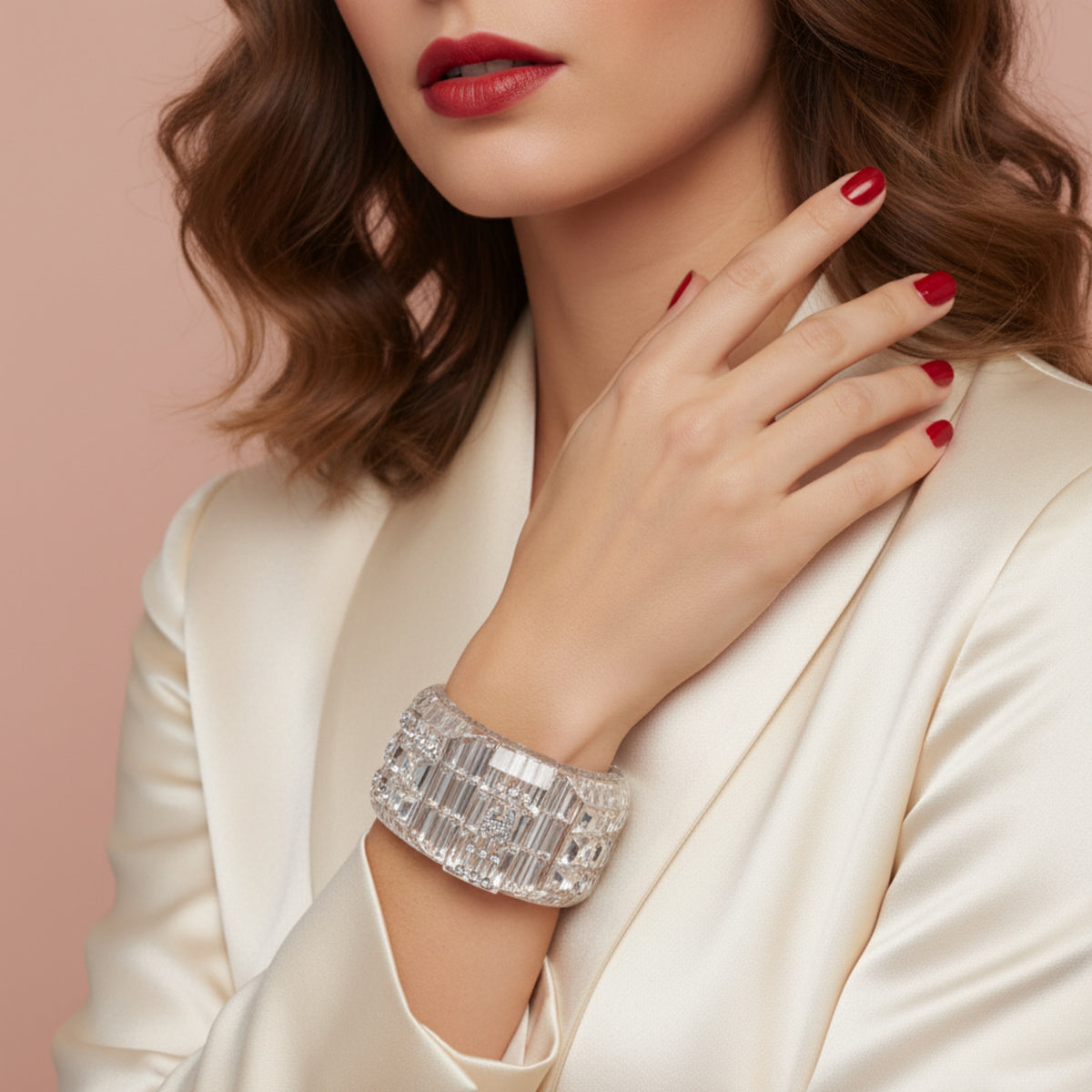 RARE Chanel 15C Paris Dubai FULL Swarovski Crystal Cuff Bracelet