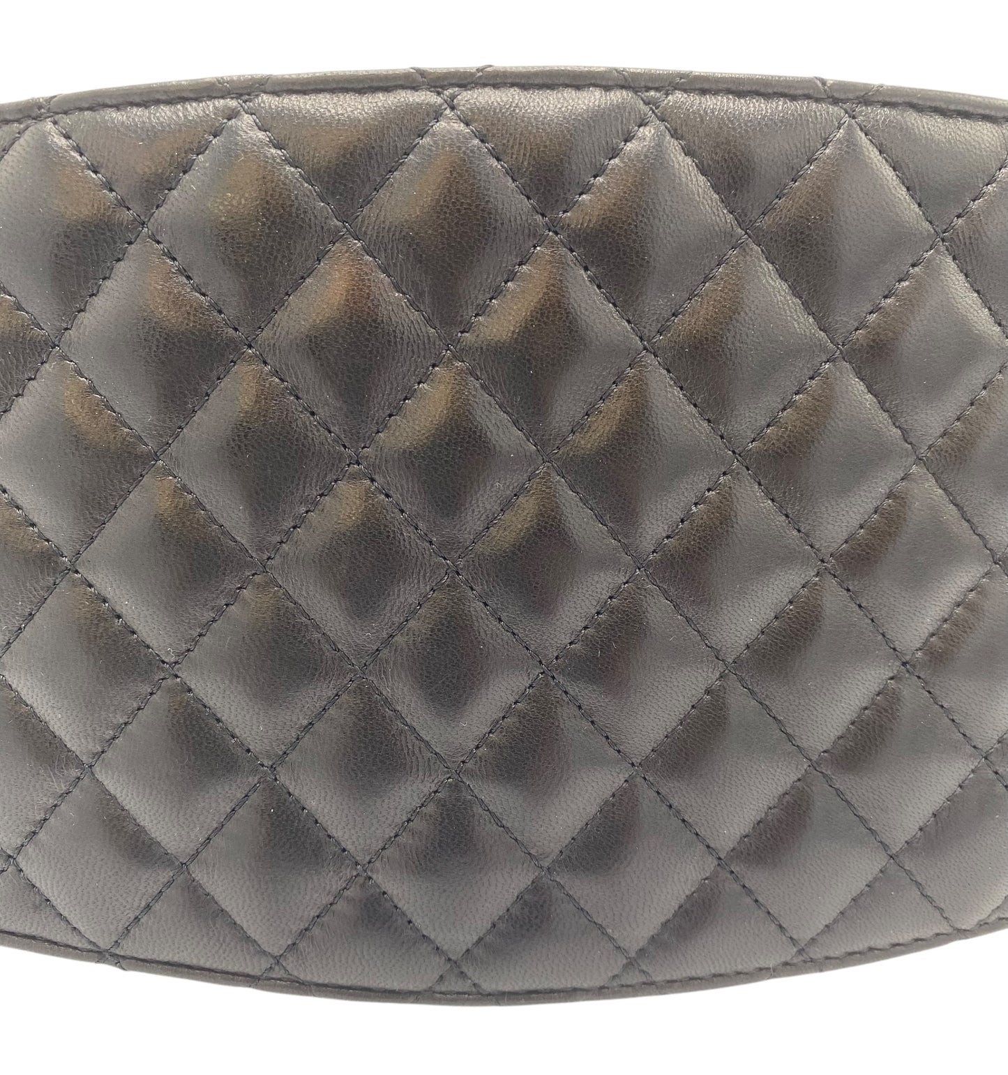 Chanel 11A Black Quilted Lambskin Wide Corset Belt Size M