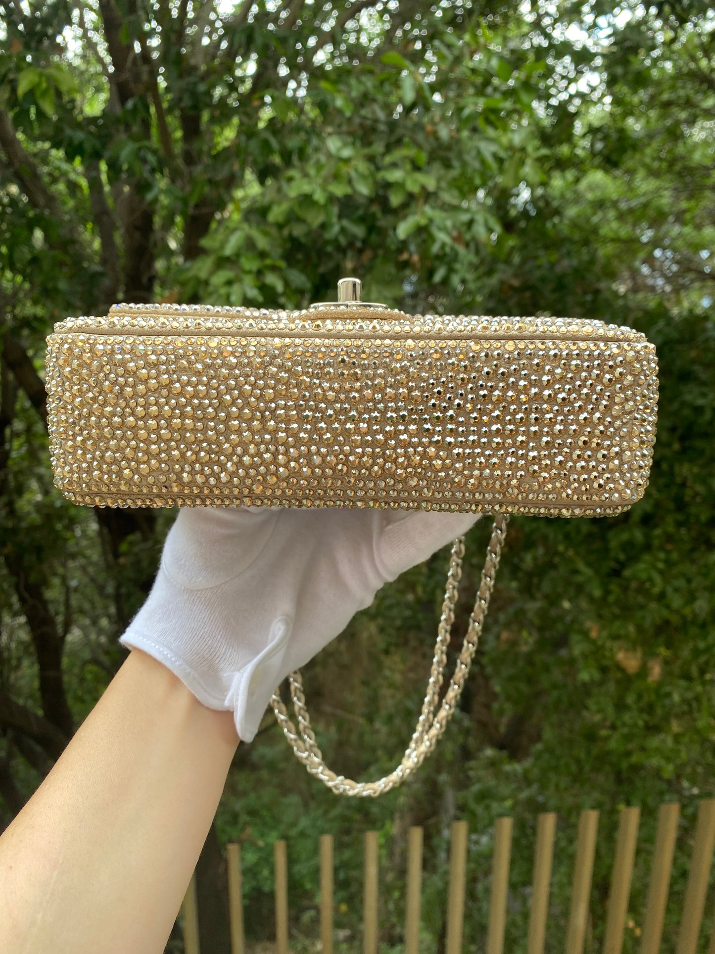 Chanel 2015 Swarovski Crystals Mini Square Classic Flap Bag