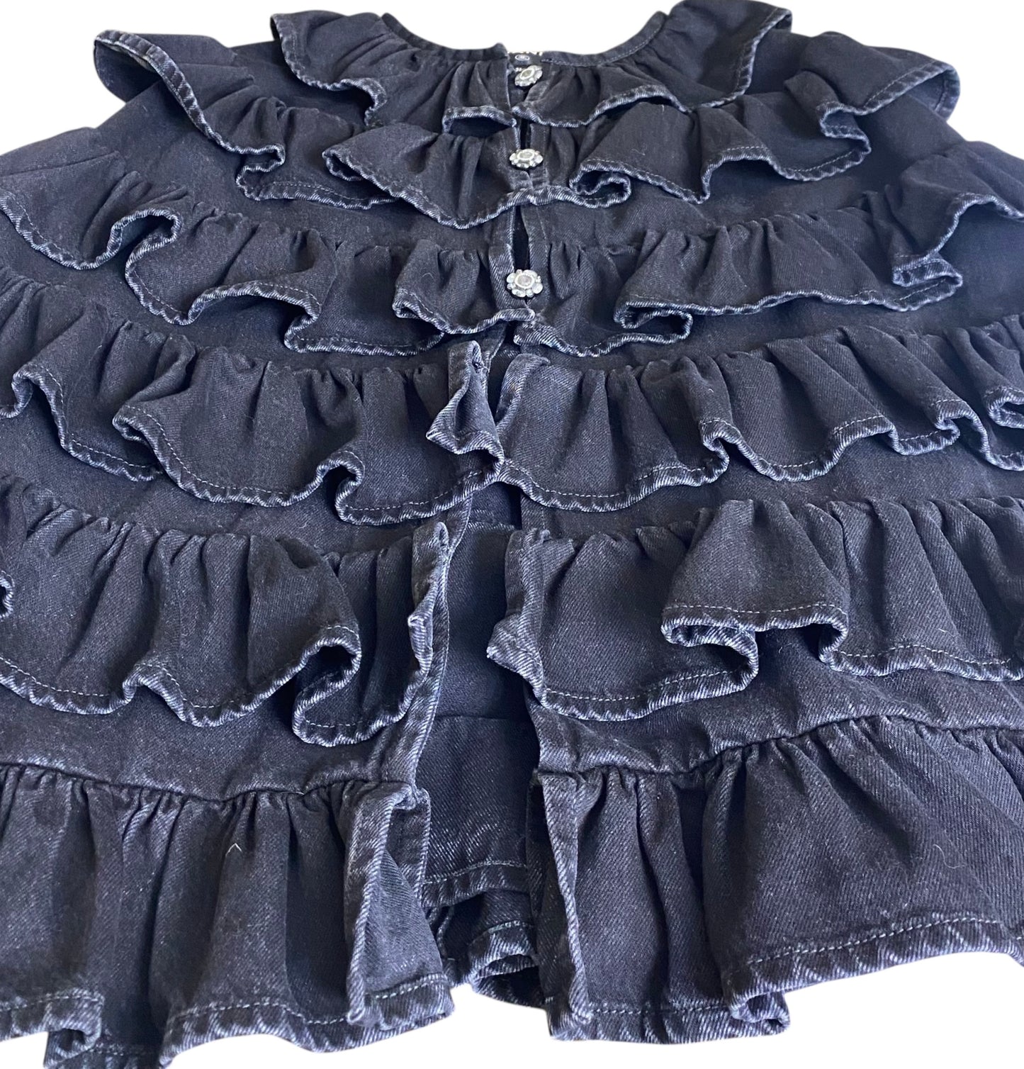 Chanel 24A Paris Manchester Black Denim Coat Jacket Cape FR 36