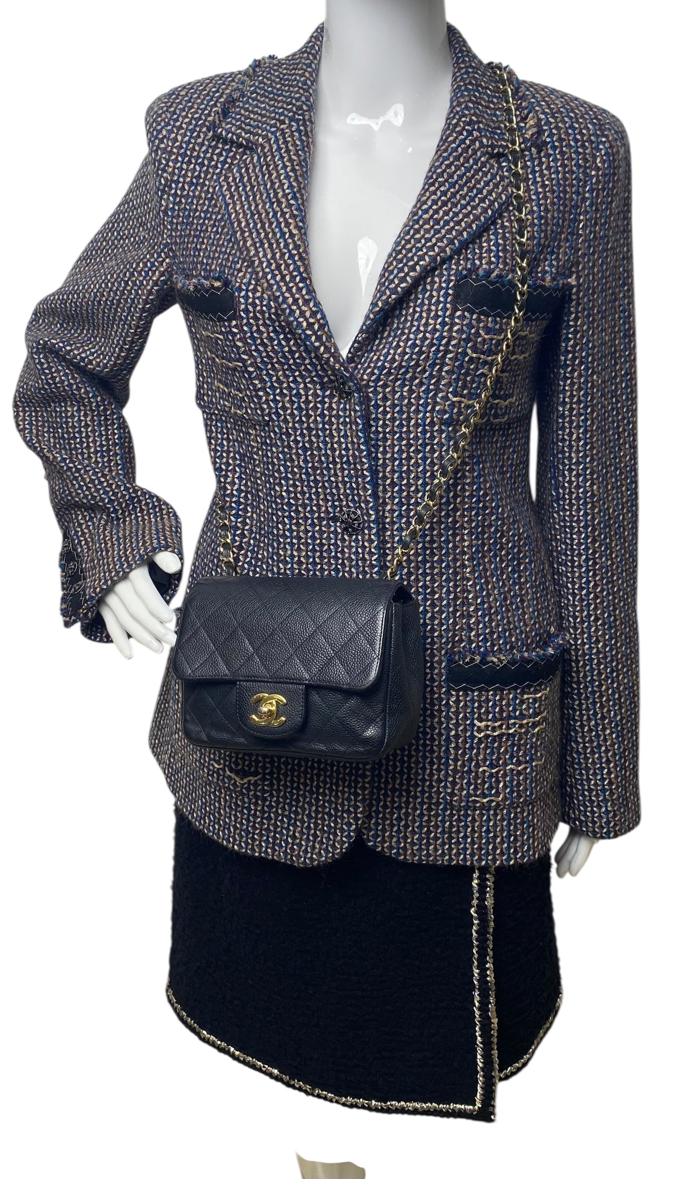 Chanel Black Caviar Mini Square Classic Timeless Flap Bag GHW Gold Hardware