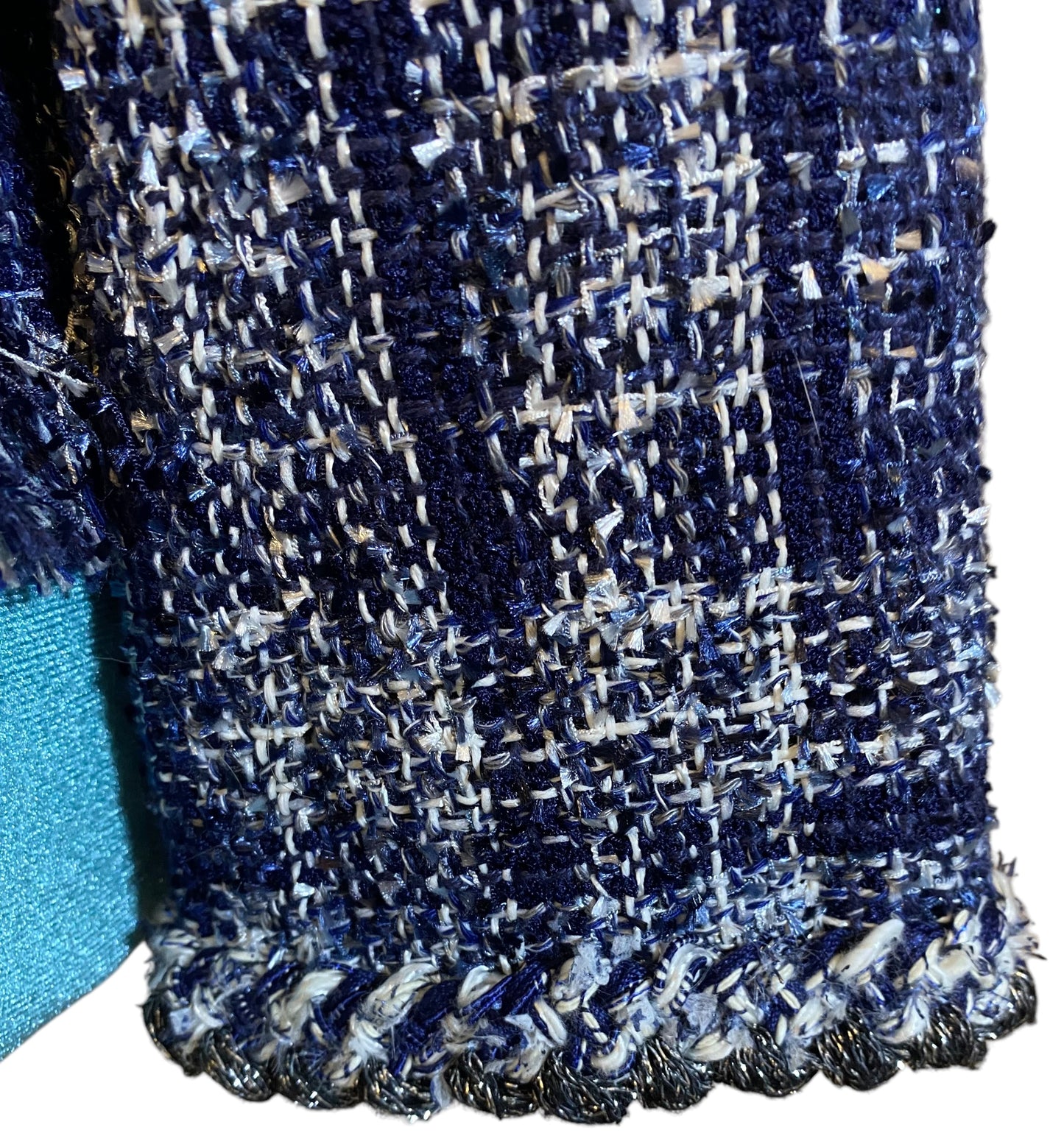 CHANEL 18P BLUE FANTASY TWEED LESAGE JACKET FR 42