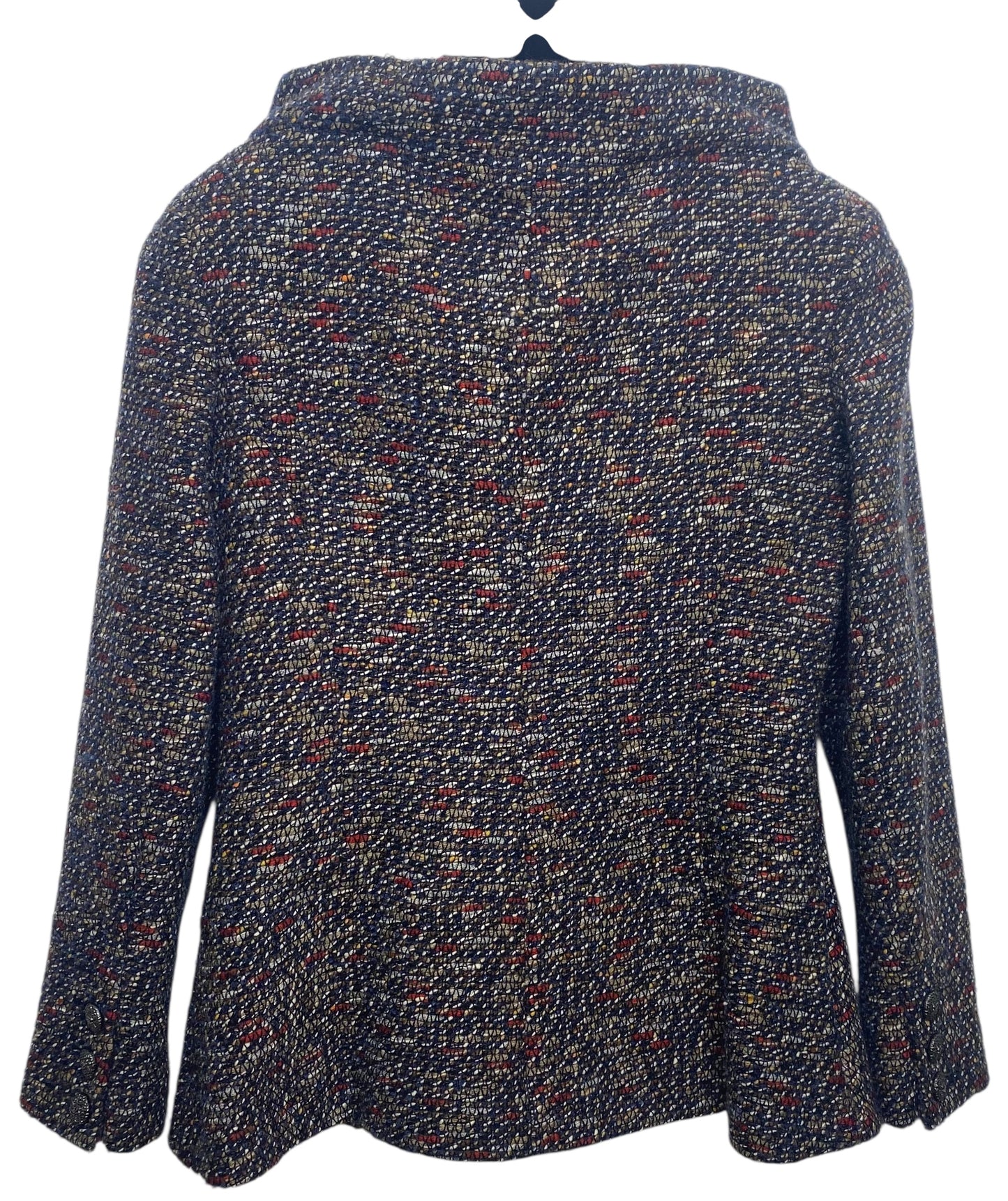 CHANEL 12A BOMBAY BLACK BROWN RED BEIGE NAVY TWEED JACKET FR 36
