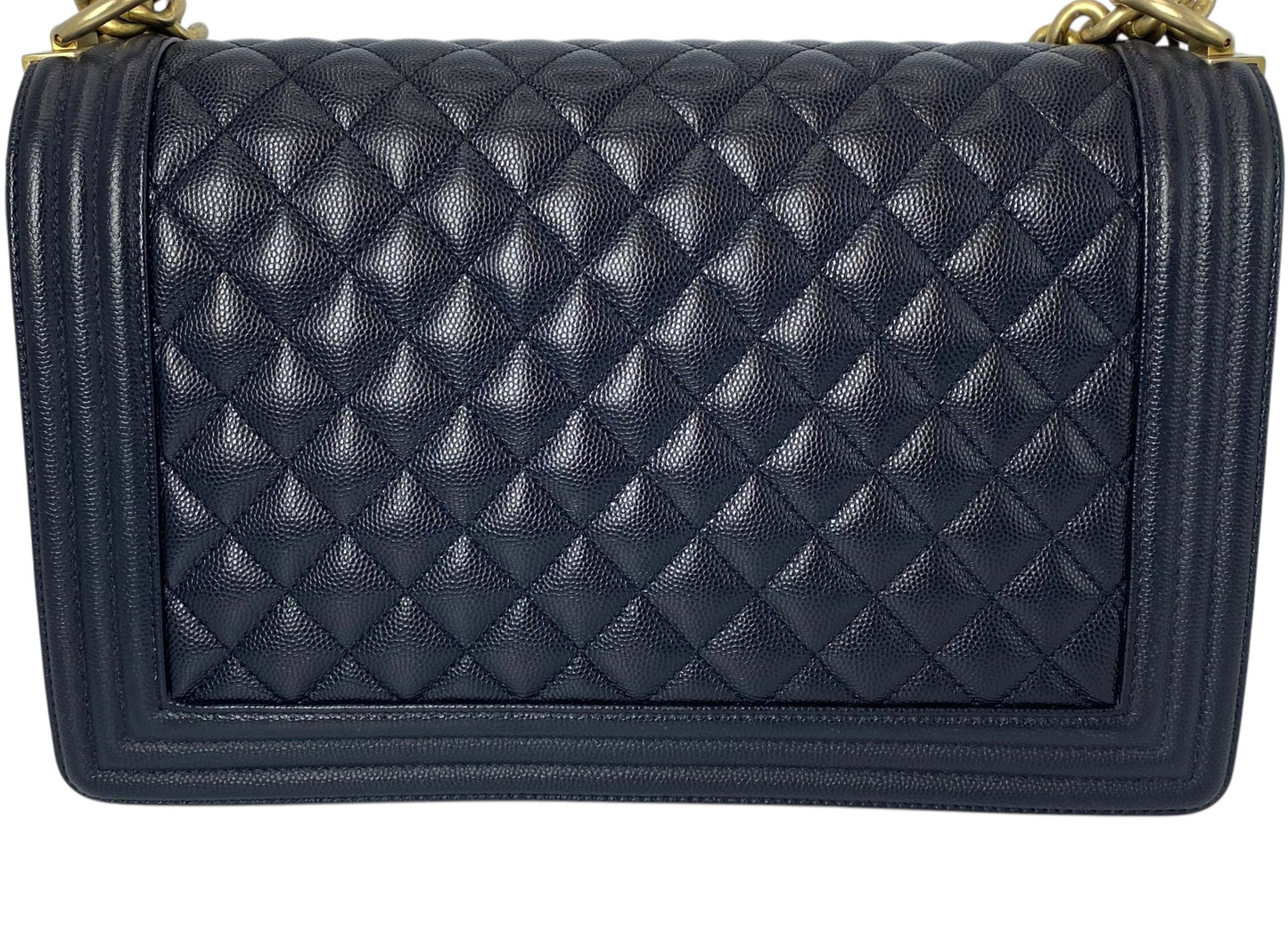 Chanel 2019 Black Caviar New Medium Boy Bag Aged Gold Hardware