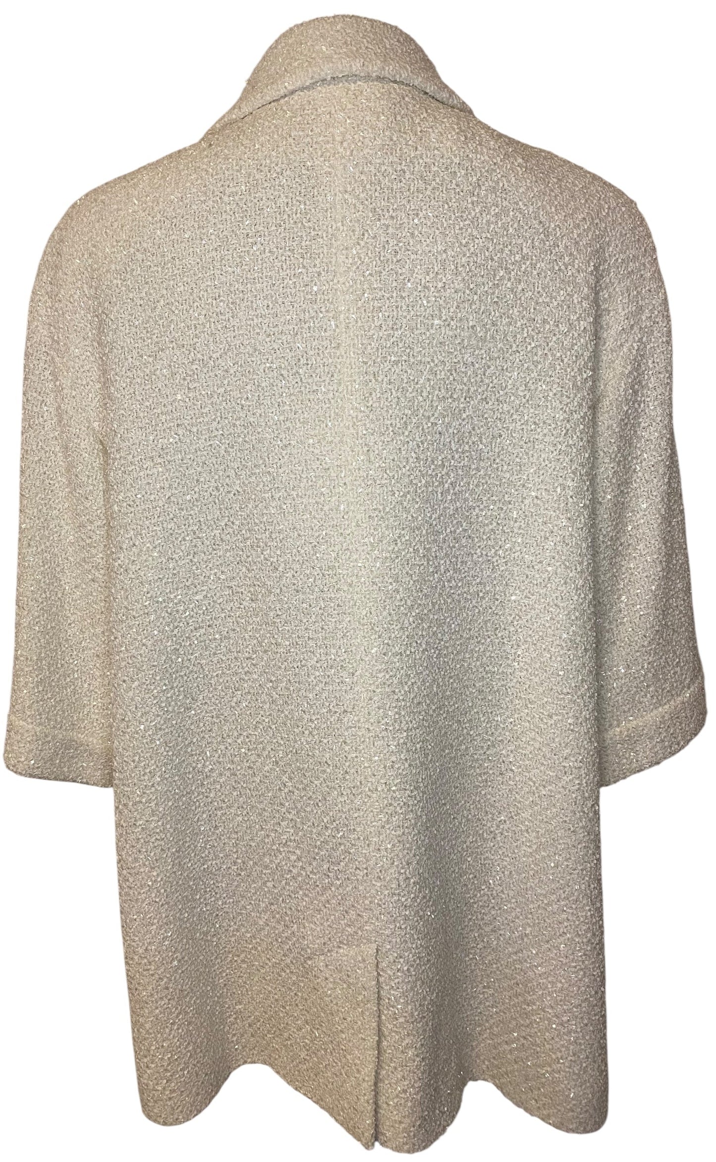 NWT Chanel 22S Runway Ecru Tweed Iridescent Boucle Coat Dress Jacket FR 42