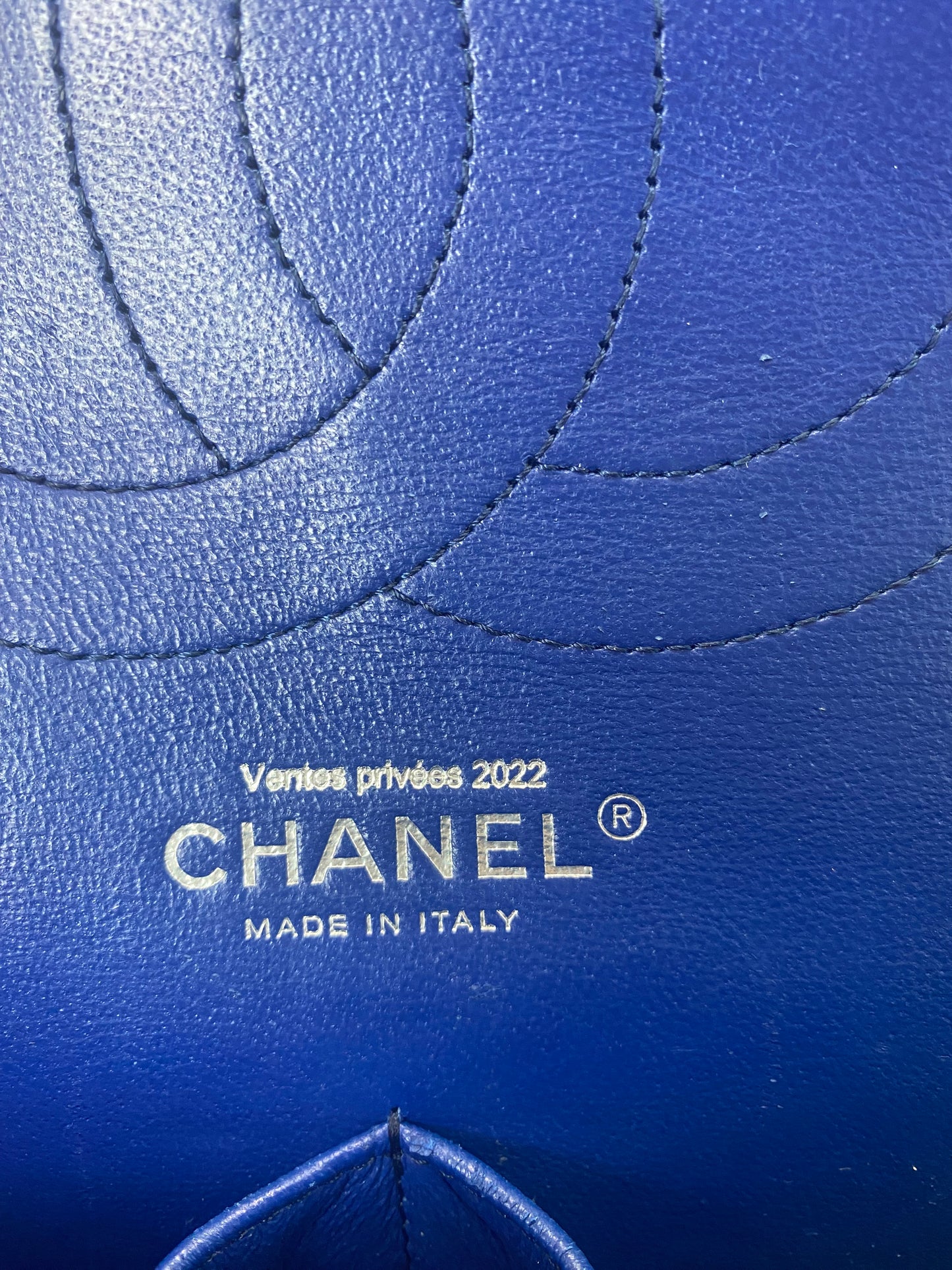 Chanel 2019 Bright Blue Caviar Chevron Quilted Jumbo Double Flap Timeless Classic Bag SHW